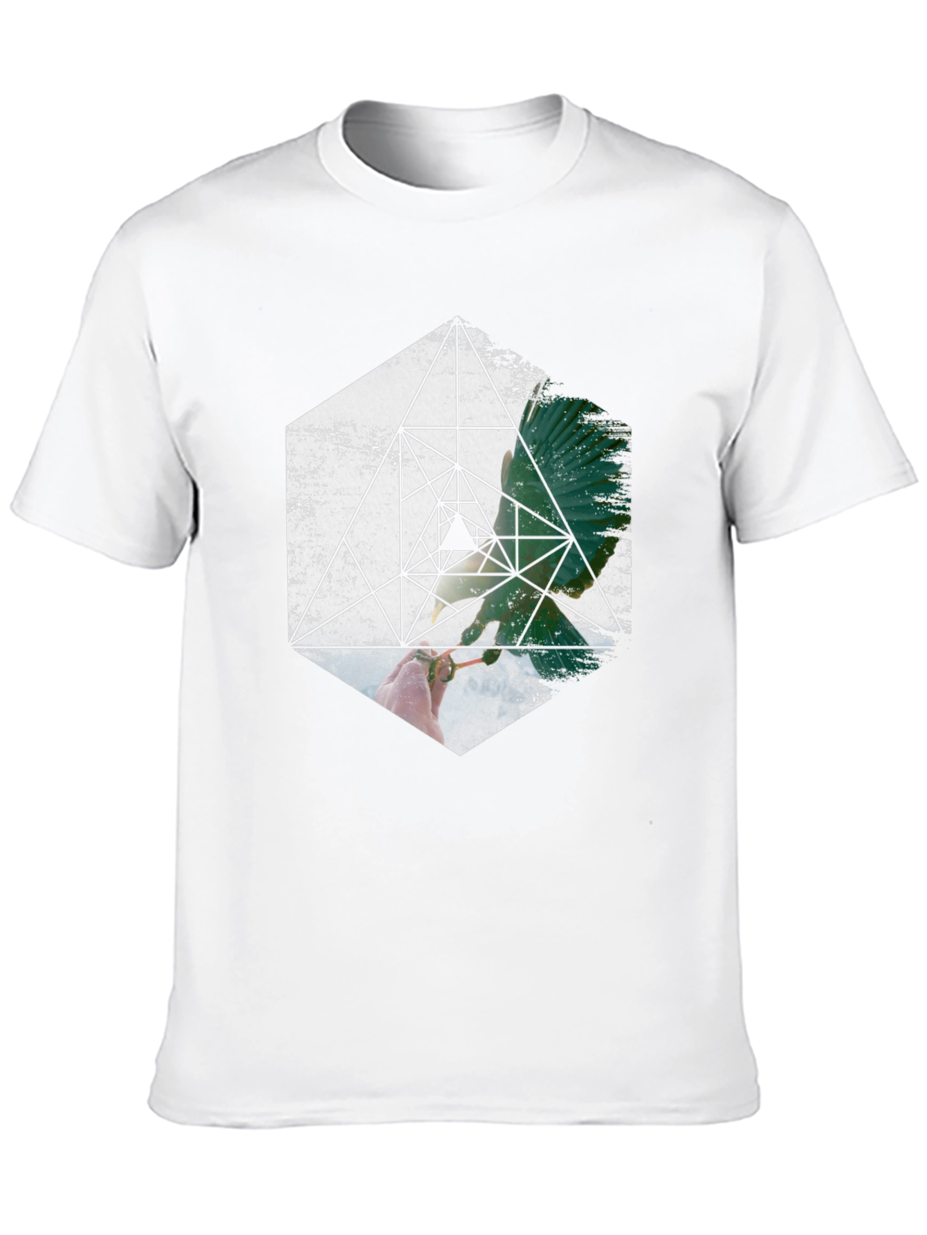Geometric Bird Graphic Print Black T-Shirt