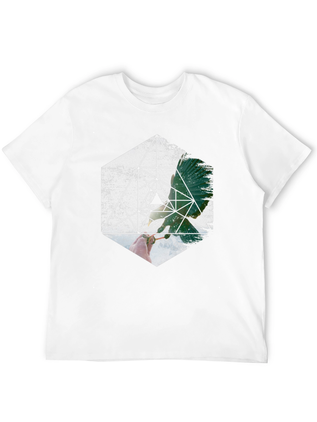 Geometric Bird Graphic Print Black T-Shirt