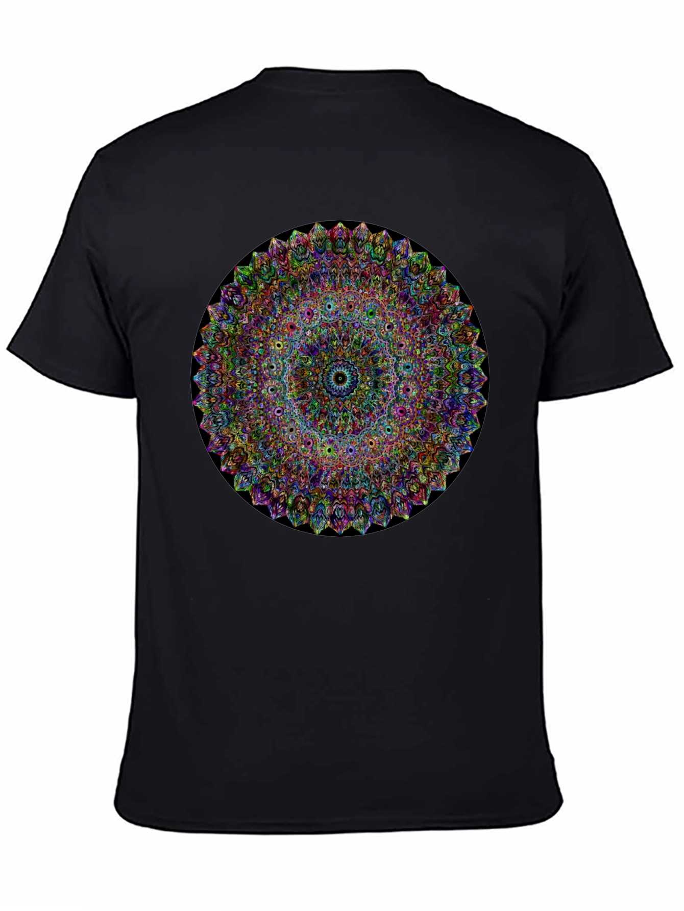 Vibrant Mandala Graphic Tee - Black