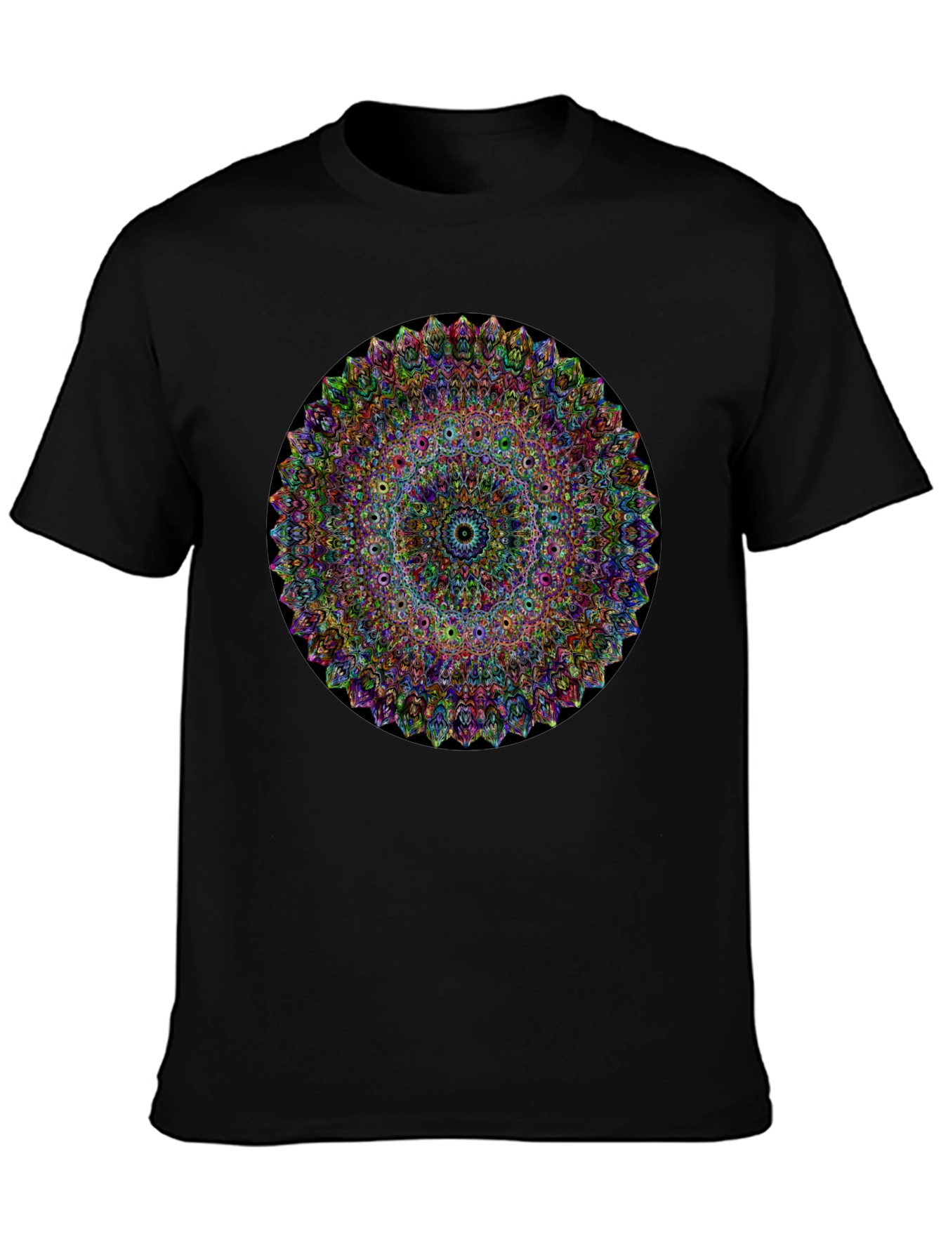 Vibrant Mandala Graphic Tee - Black