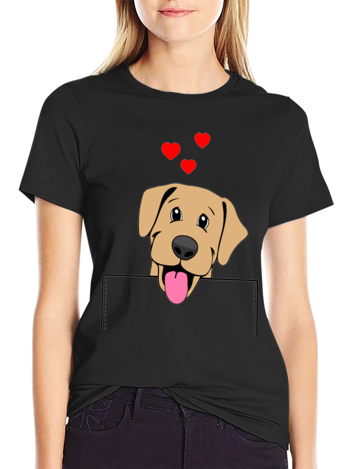 Labrador Pocket T-Shirt with Hearts