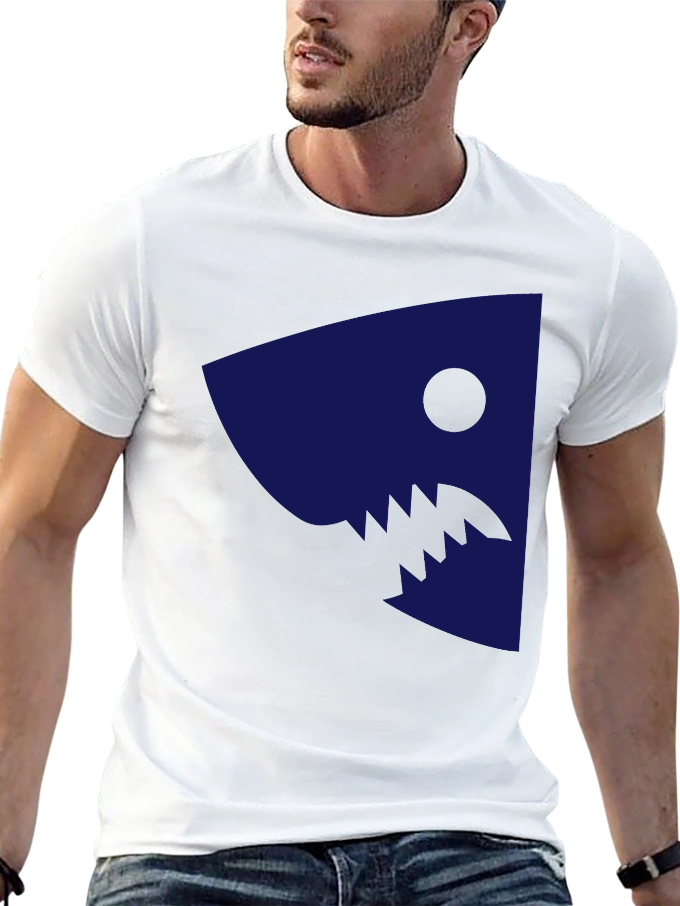 Shark Graphic Print Tee - Casual Cotton T-Shirt