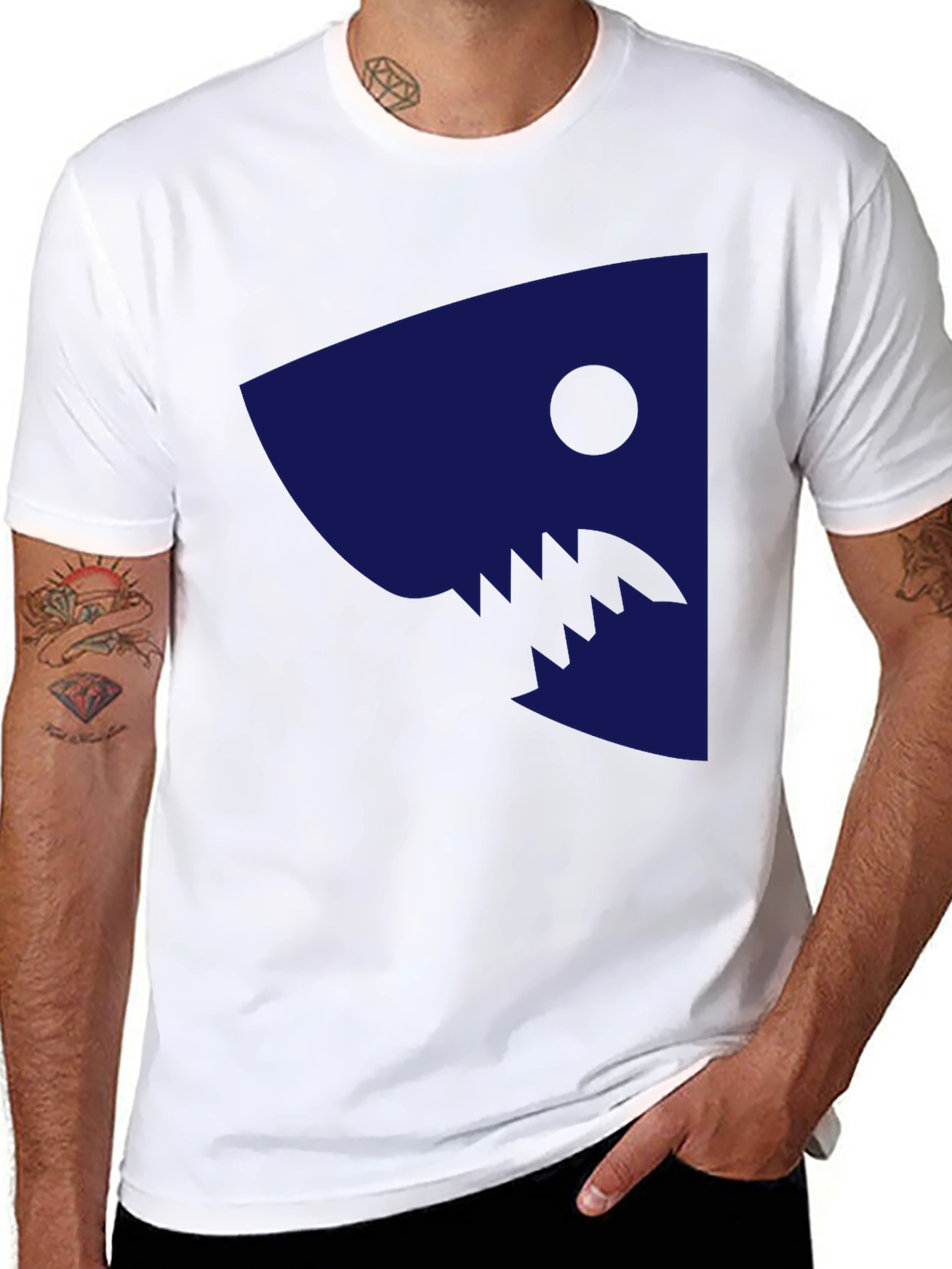 Shark Graphic Print Tee - Casual Cotton T-Shirt