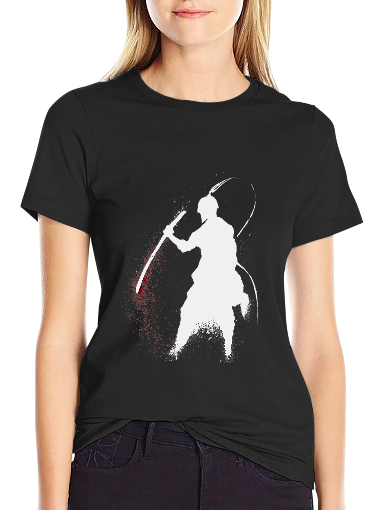 Samurai Warrior Graphic Tee - Black Cotton T-Shirt