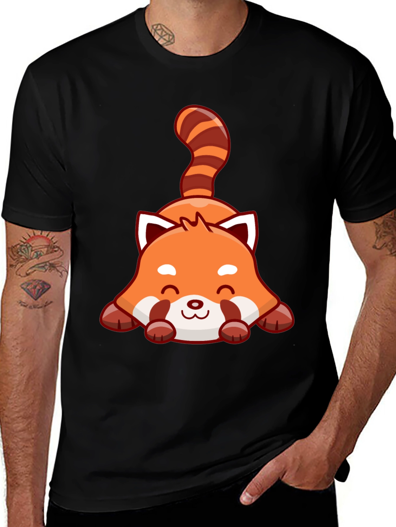Cute Red Panda Graphic Tee - Unisex Black T-Shirt
