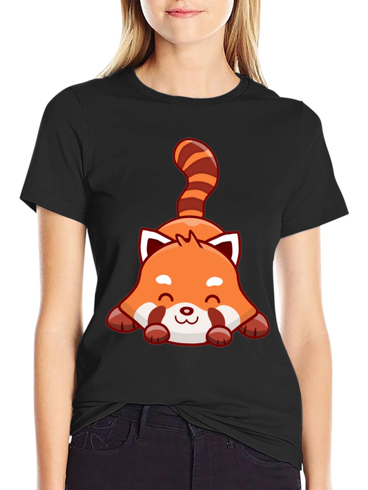 Cute Red Panda Graphic Tee - Unisex Black T-Shirt
