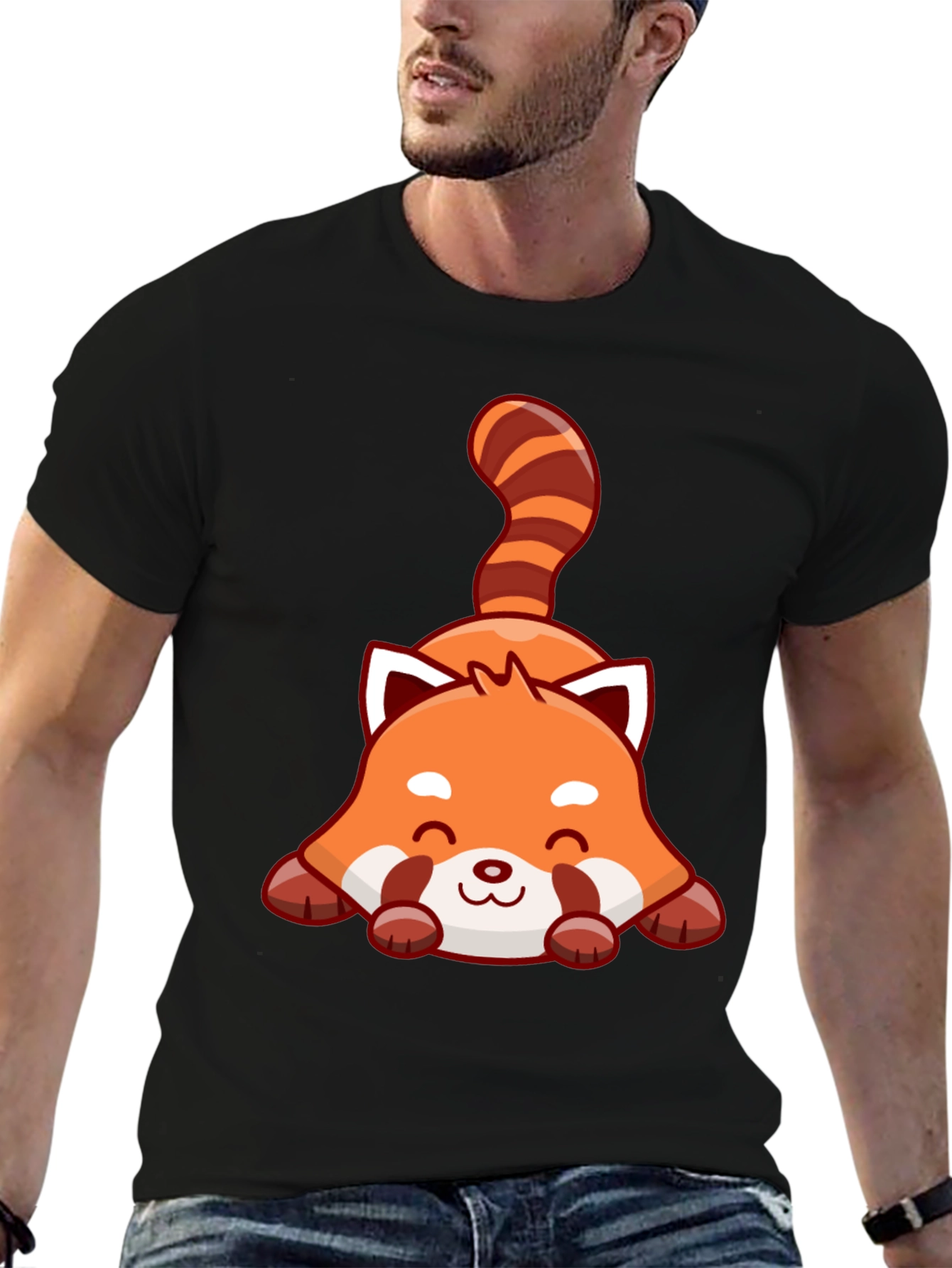 Cute Red Panda Graphic Tee - Unisex Black T-Shirt