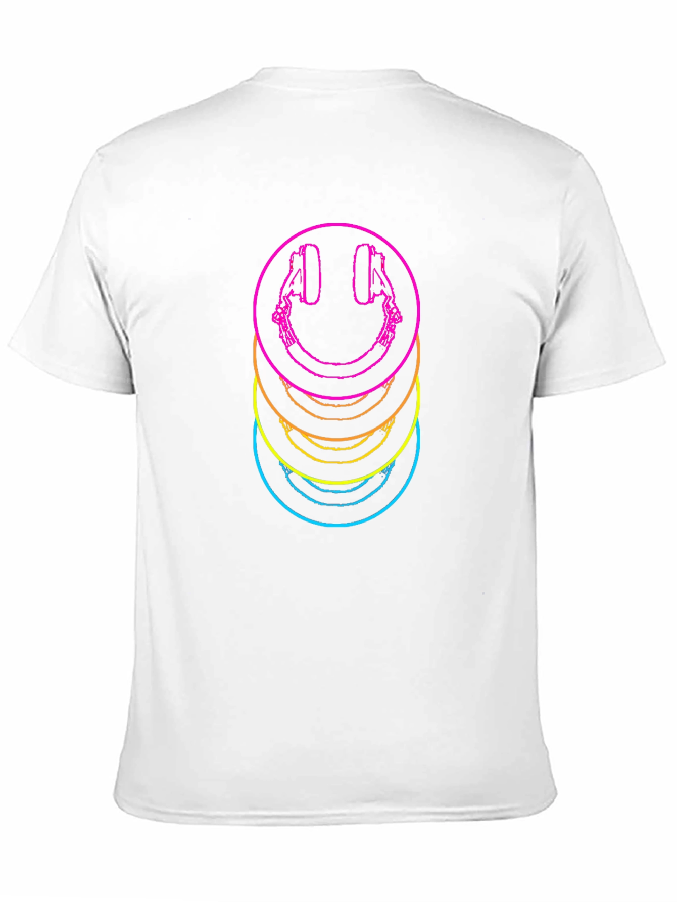 Neon Smiley Face Headphones Graphic Tee - Black