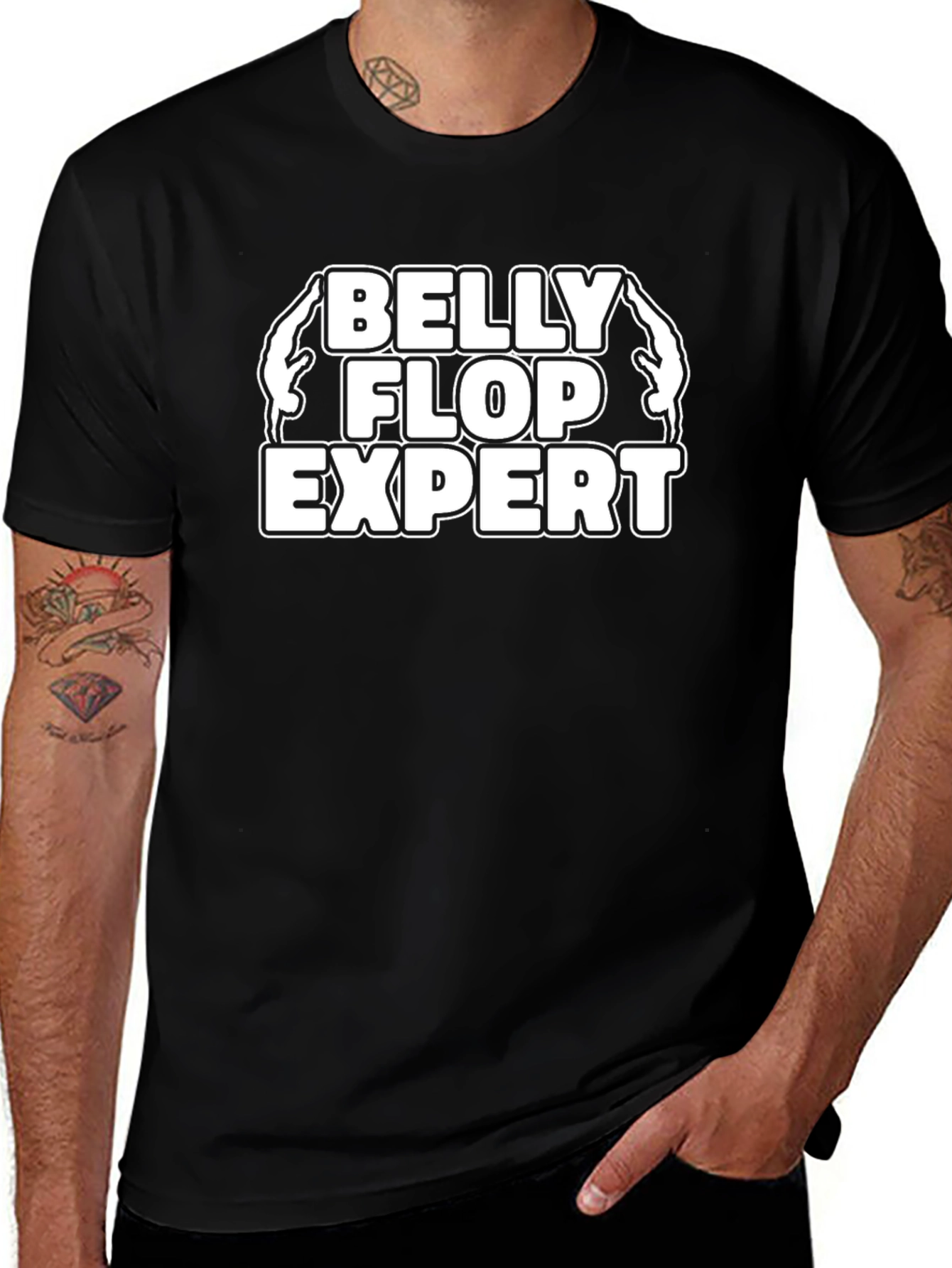 Belly Flop Expert T-Shirt - Humorous Diver Design