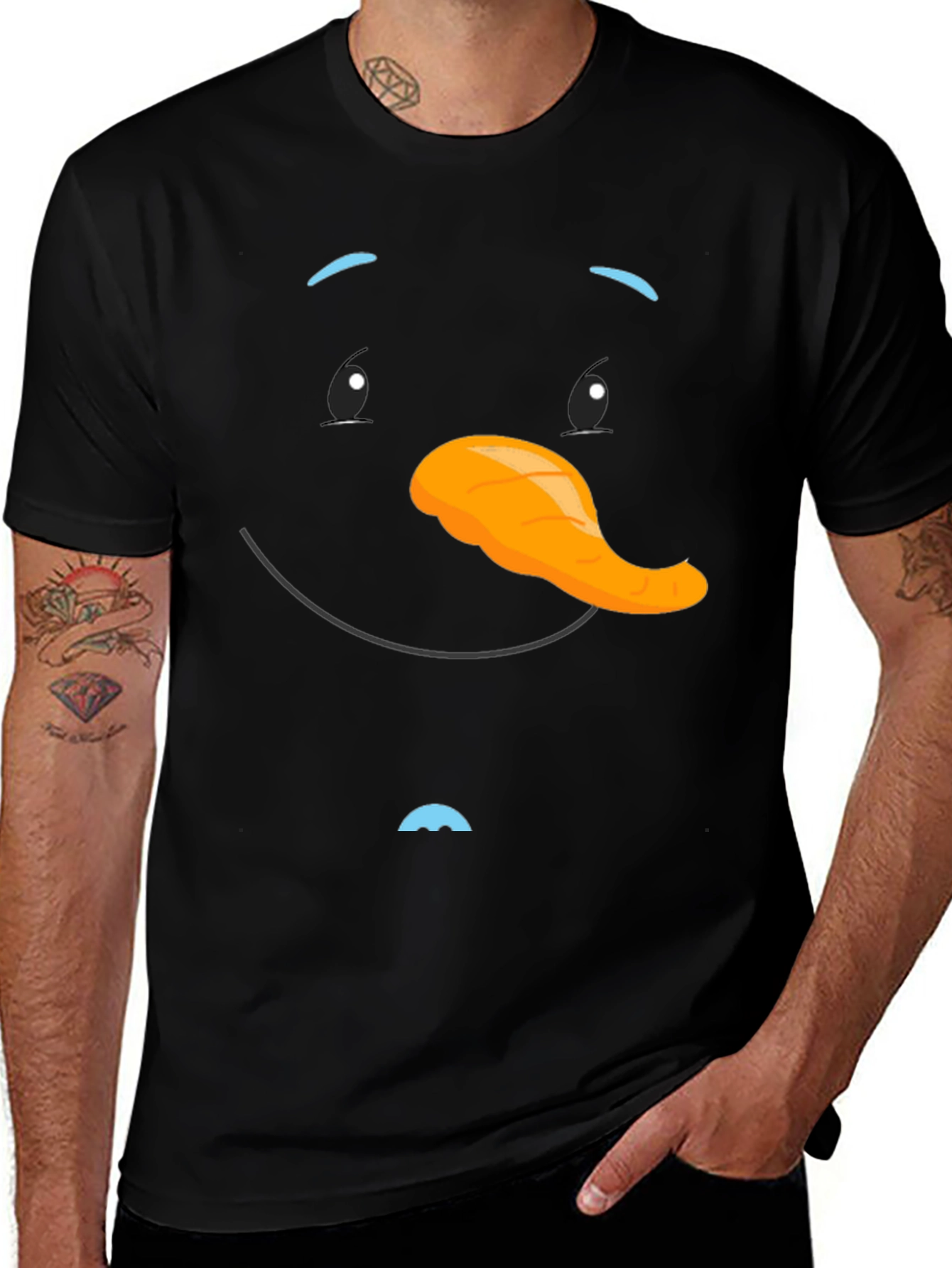 Snowman Face Black T-Shirt