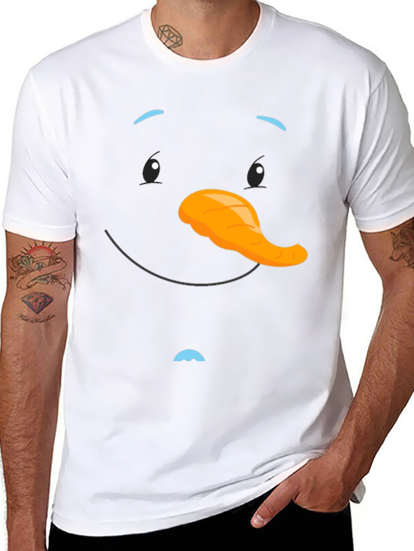 Snowman Face Black T-Shirt