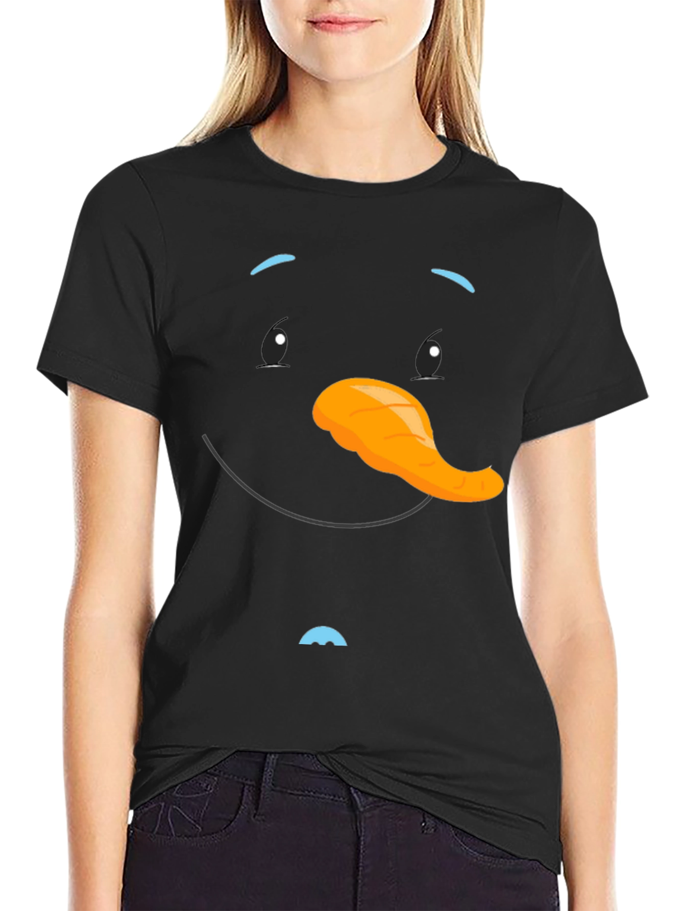 Snowman Face Black T-Shirt