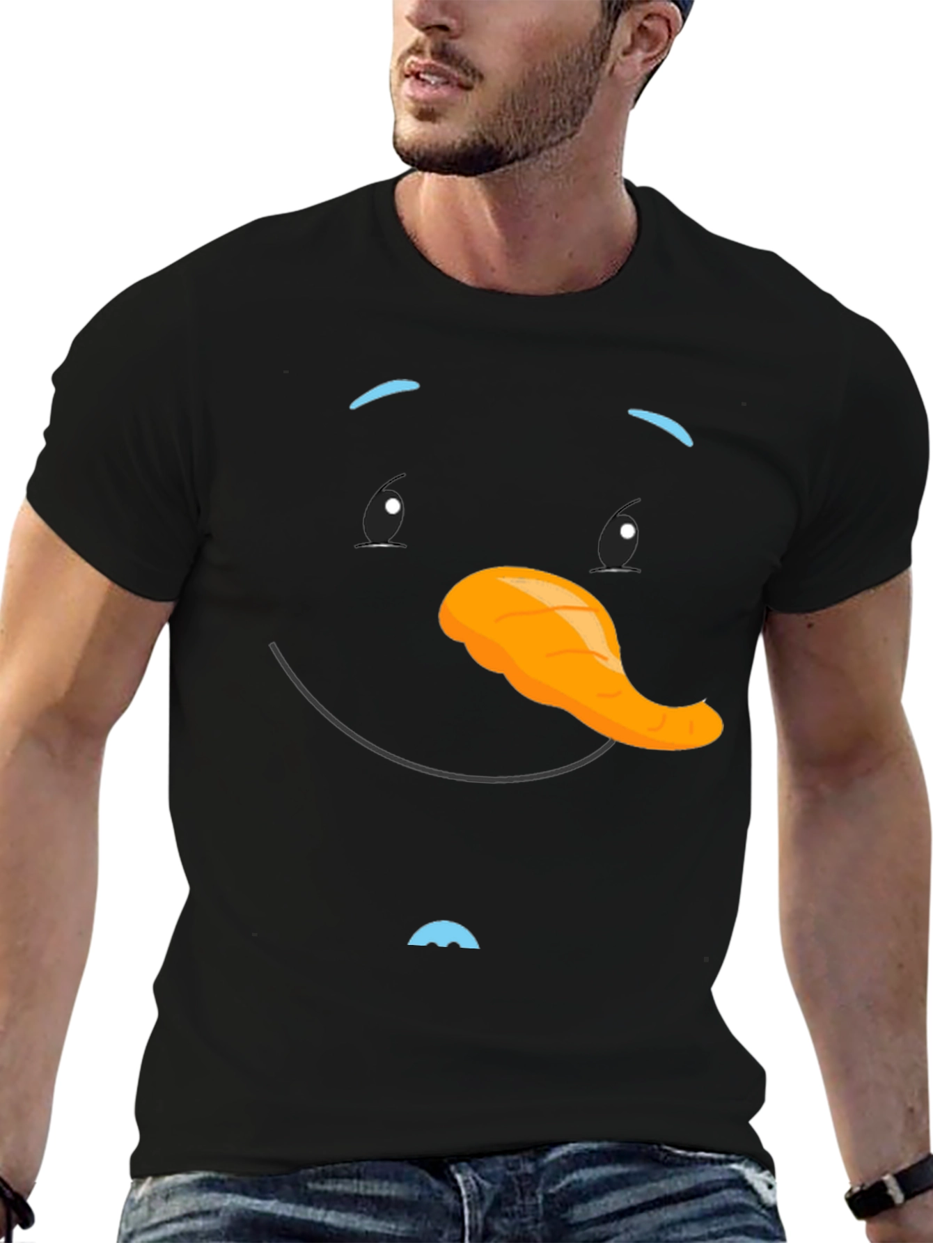 Snowman Face Black T-Shirt