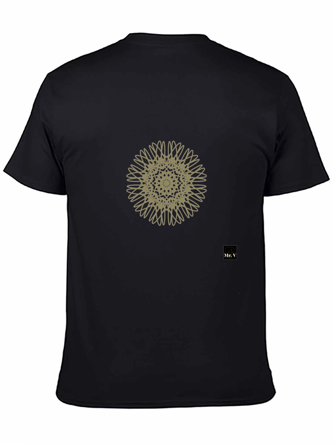 Mens Black Tee with Geometric Mandala Design