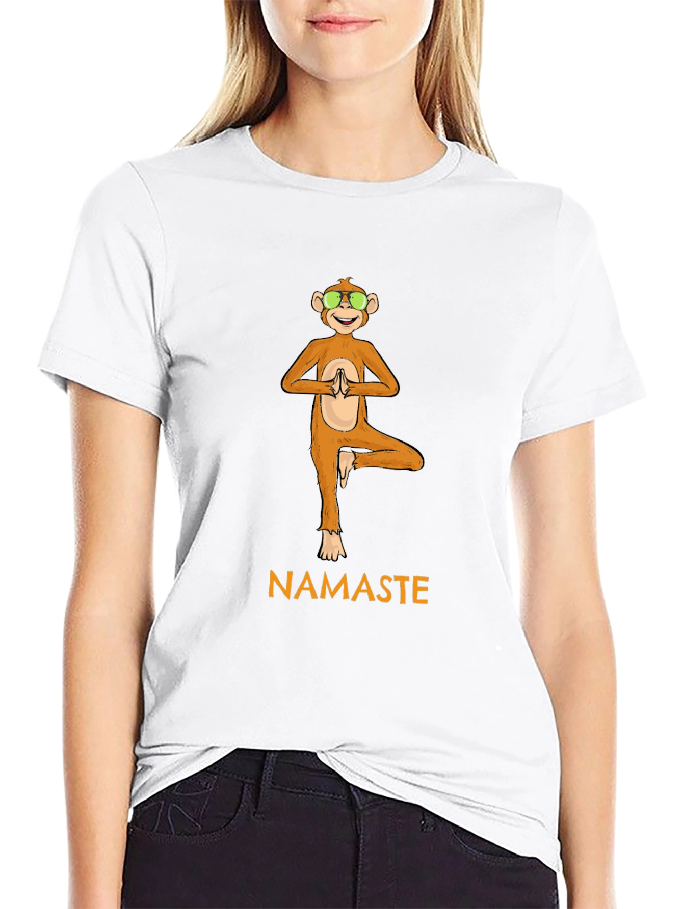 Yoga Monkey Namaste Black T-Shirt