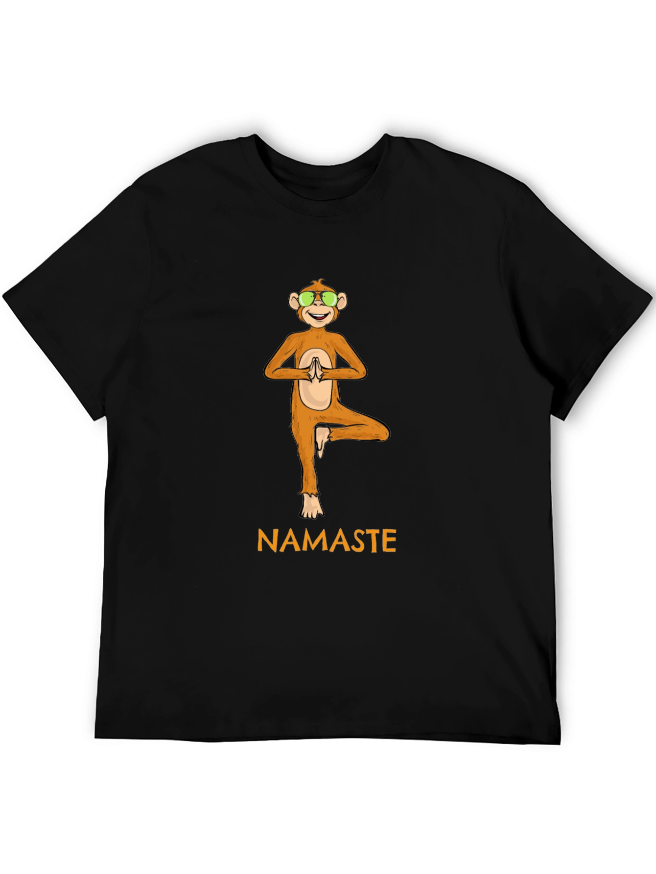 Yoga Monkey Namaste Black T-Shirt