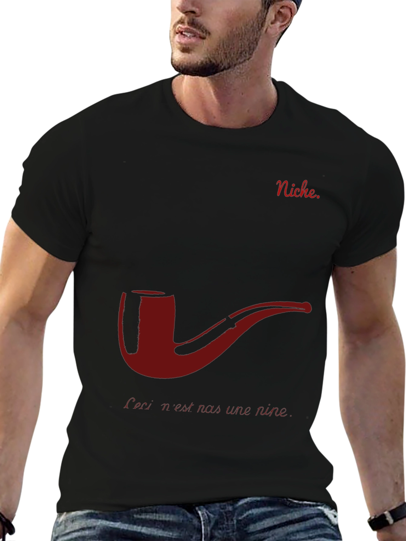 Niche T-Shirt - Pipe Design Mens Black Tee