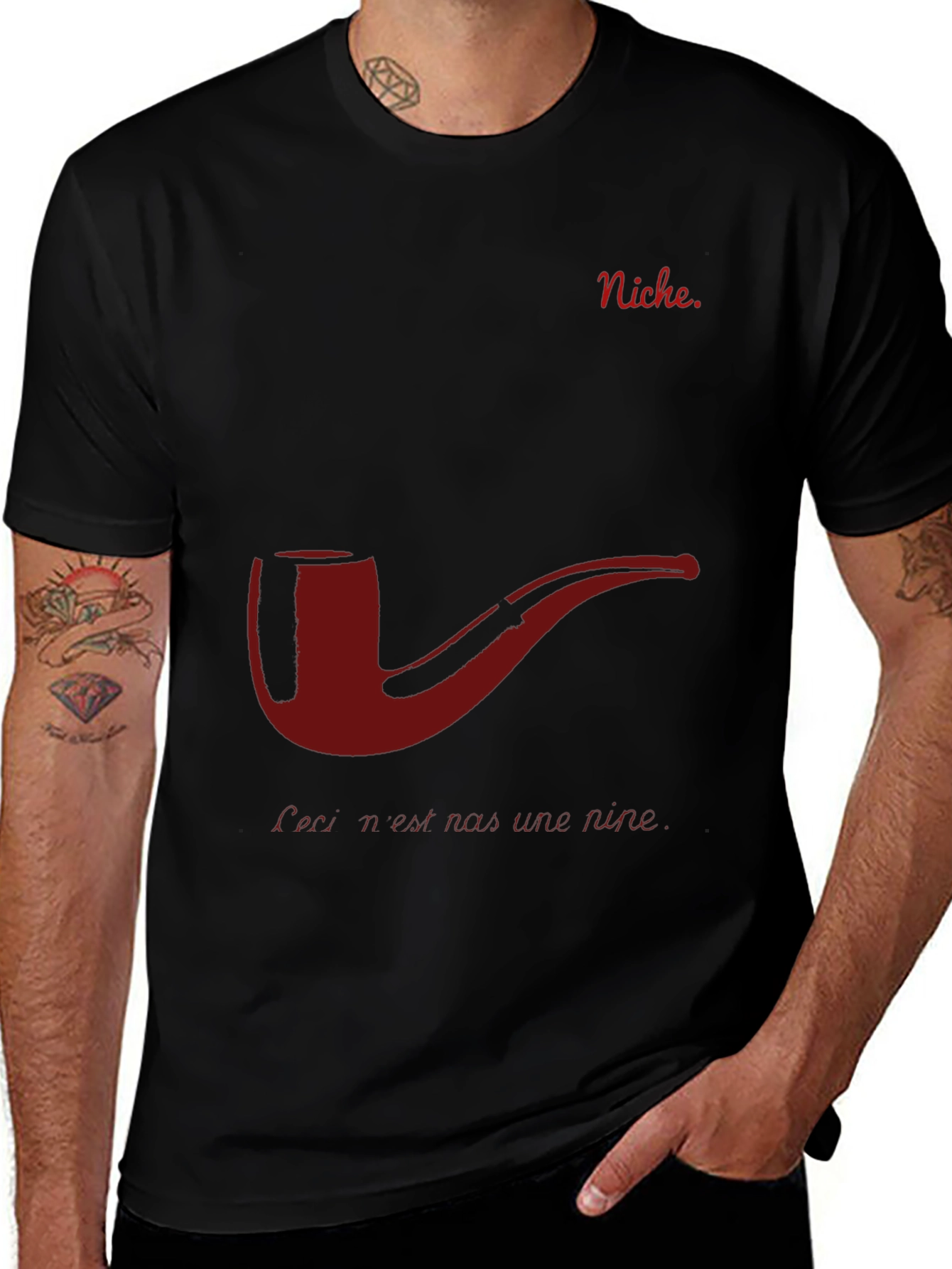 Niche T-Shirt - Pipe Design Mens Black Tee