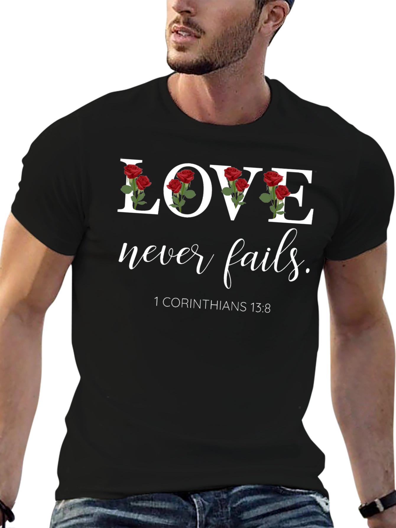 Love Never Fails T-Shirt - Christian Scripture Verse