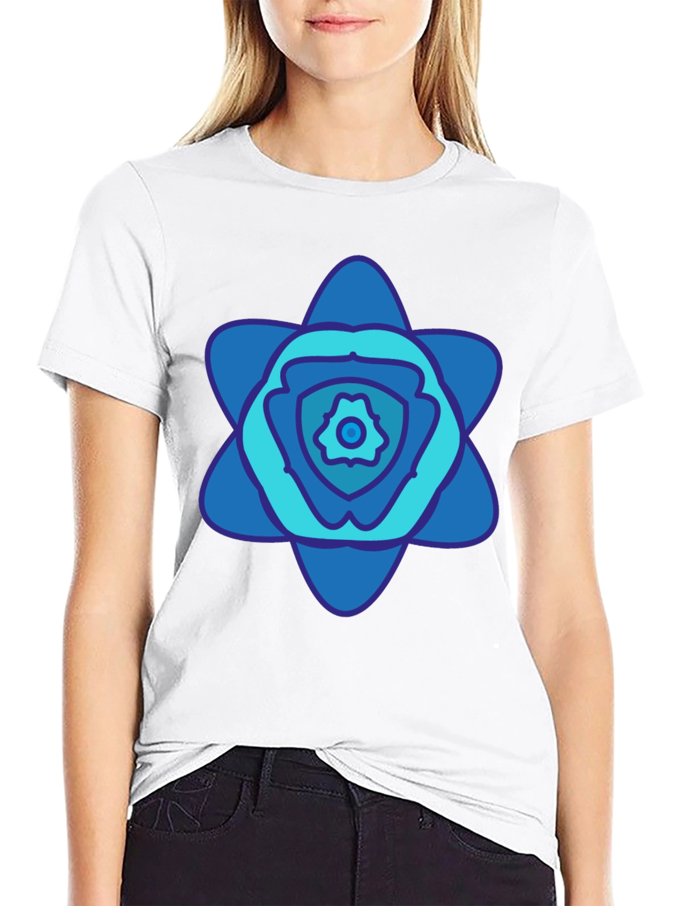 Abstract Blue Floral Graphic T-Shirt