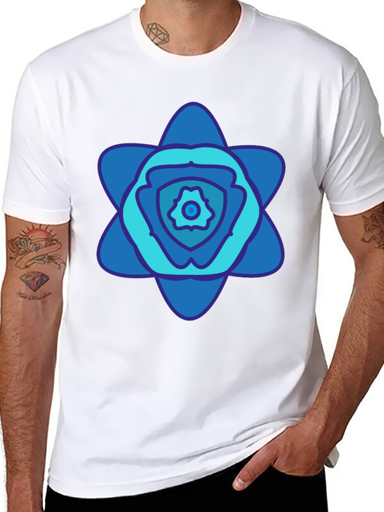 Abstract Blue Floral Graphic T-Shirt