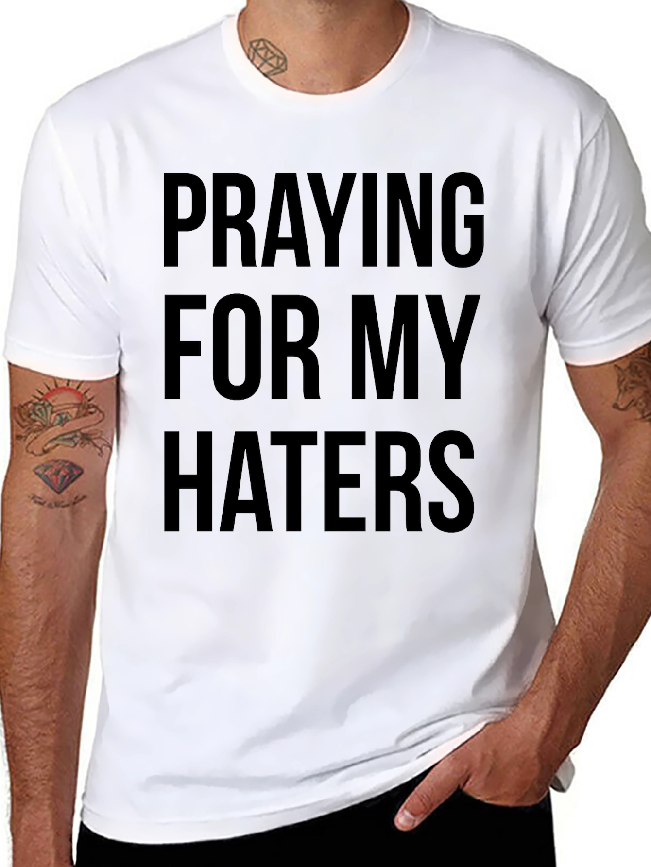 Praying For My Haters Black Graphic T-Shirt