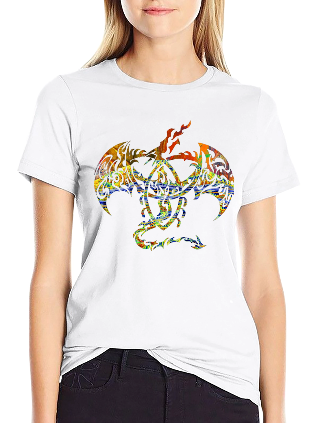Dragon Tattoo Graphic Print Black T-Shirt