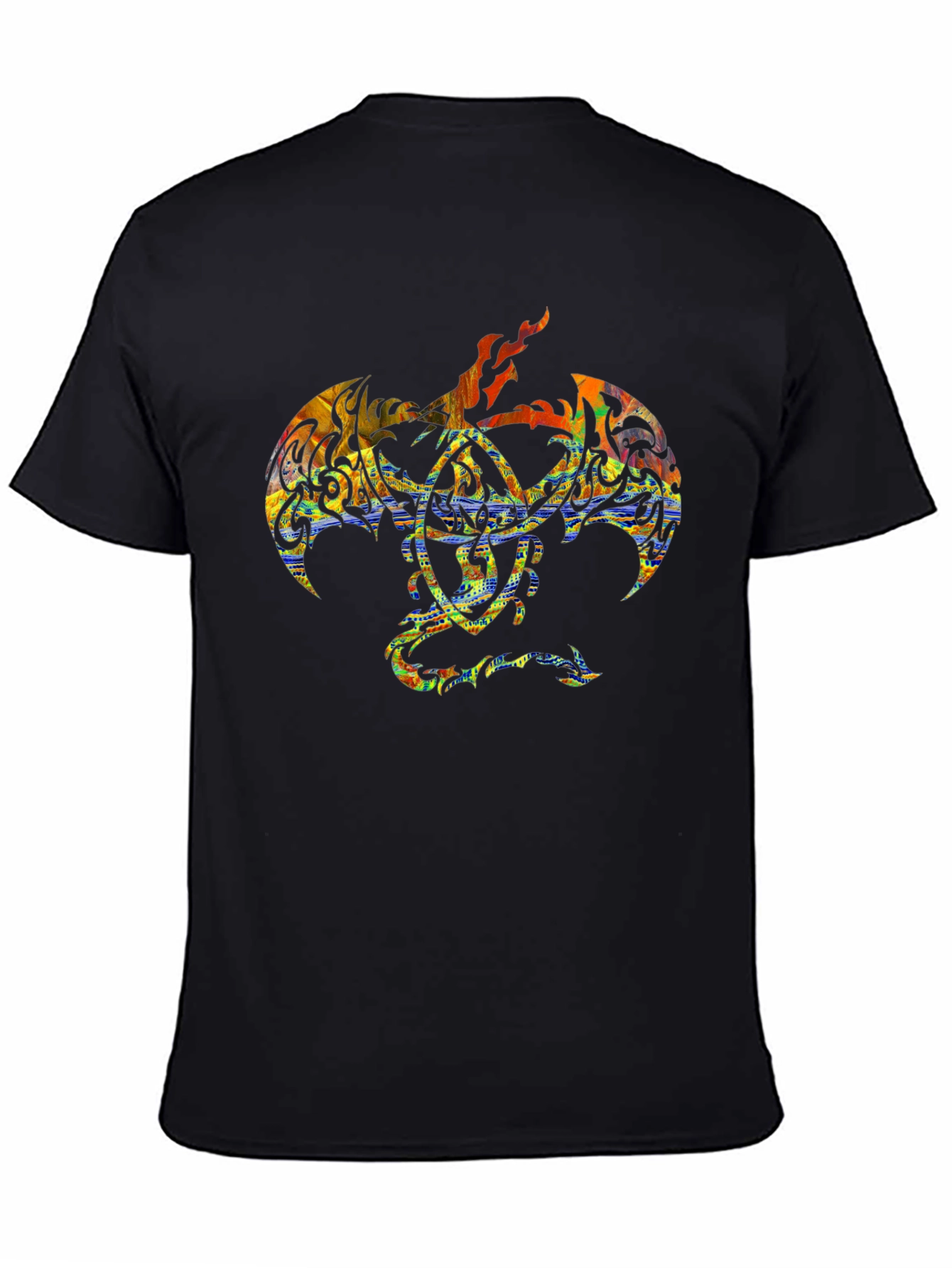 Dragon Tattoo Graphic Print Black T-Shirt