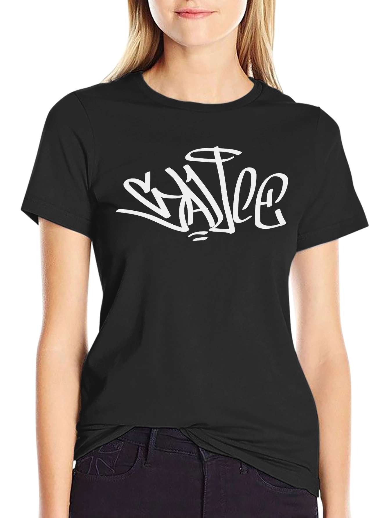 Urban Style Graphic Tee - Black Cotton