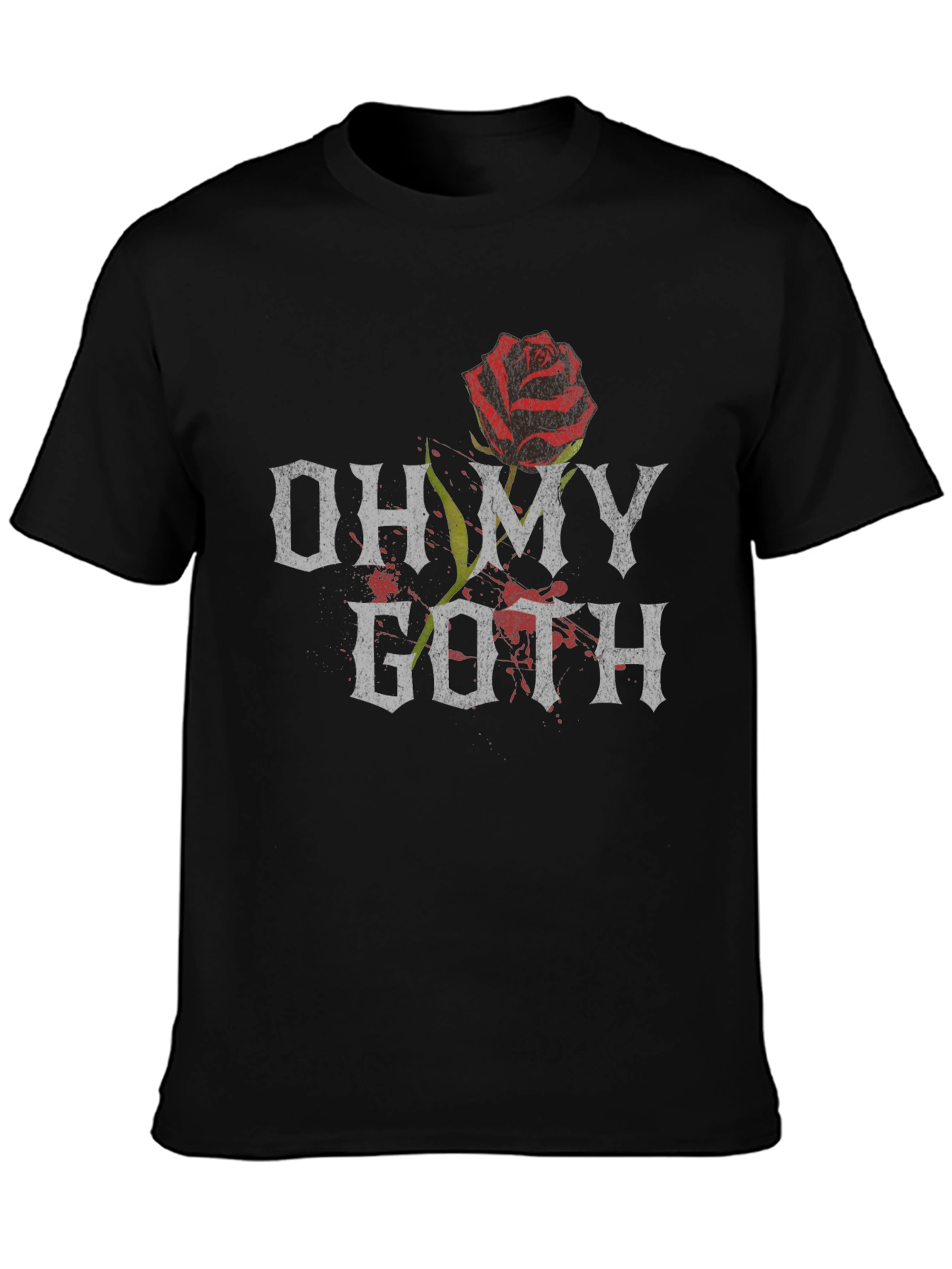 Oh My Goth T-Shirt with Rose Graphic