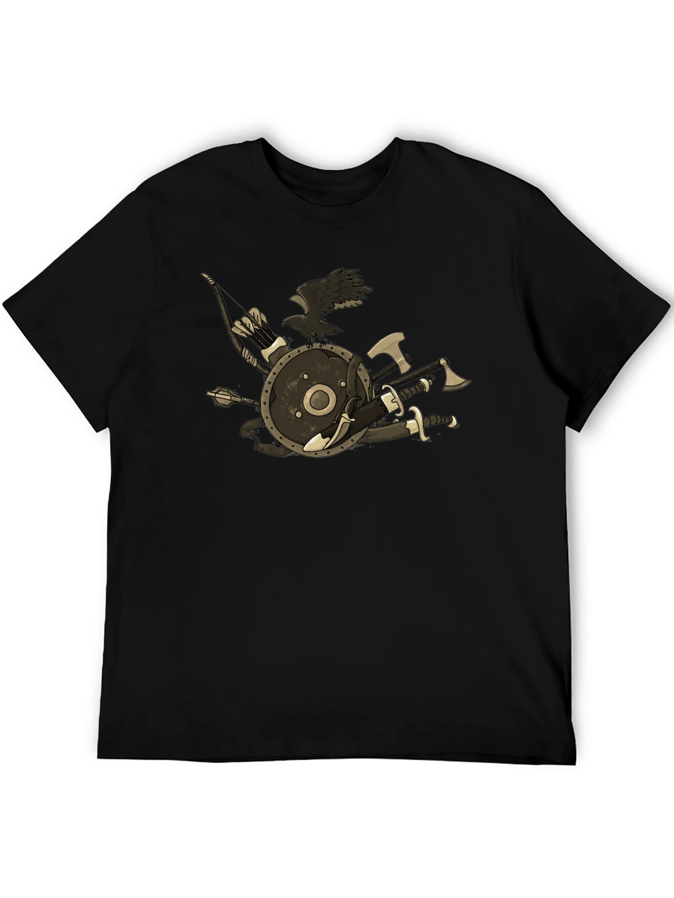 Viking Warrior T-Shirt - Raven Shield Swords
