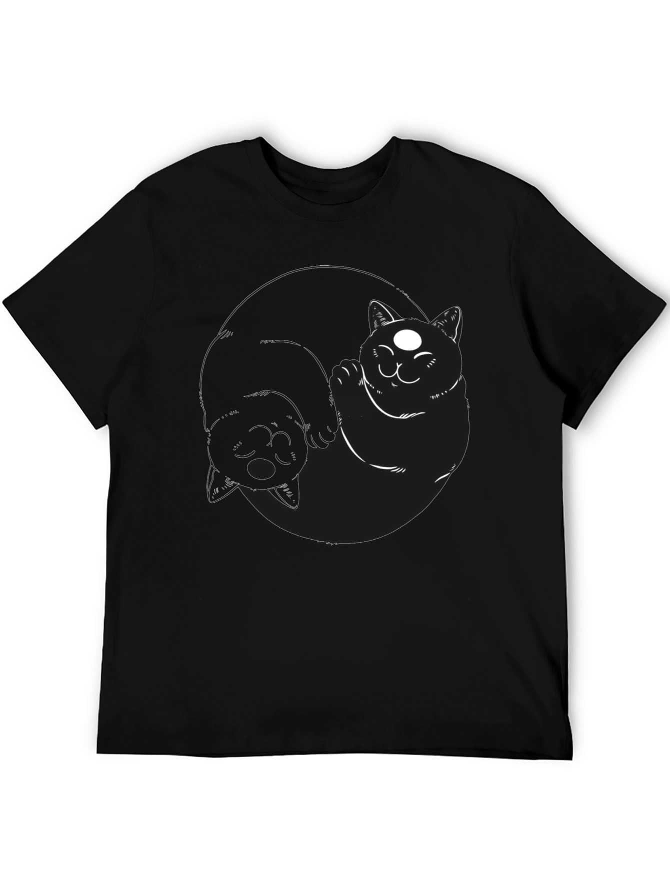 Yin Yang Cats Black T-Shirt