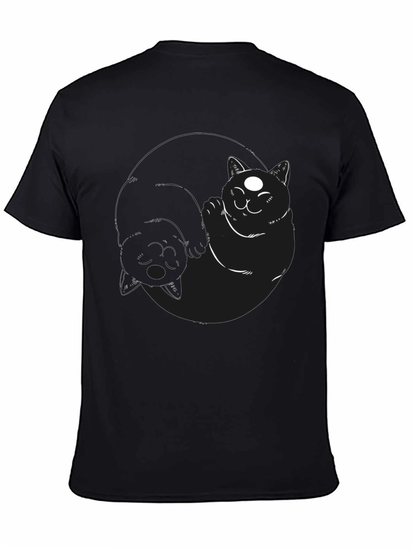 Yin Yang Cats Black T-Shirt