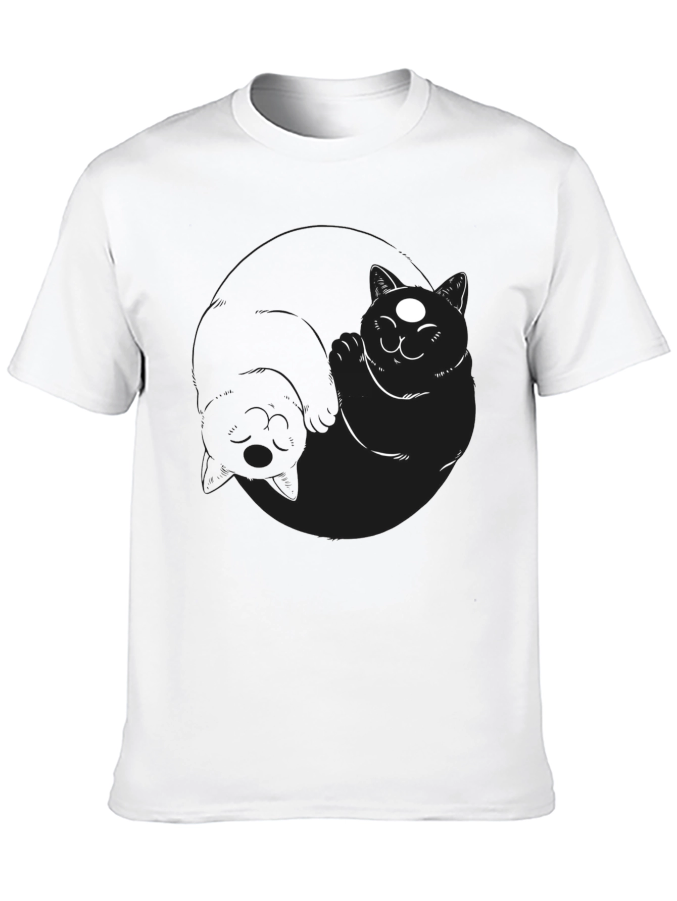 Yin Yang Cats Black T-Shirt