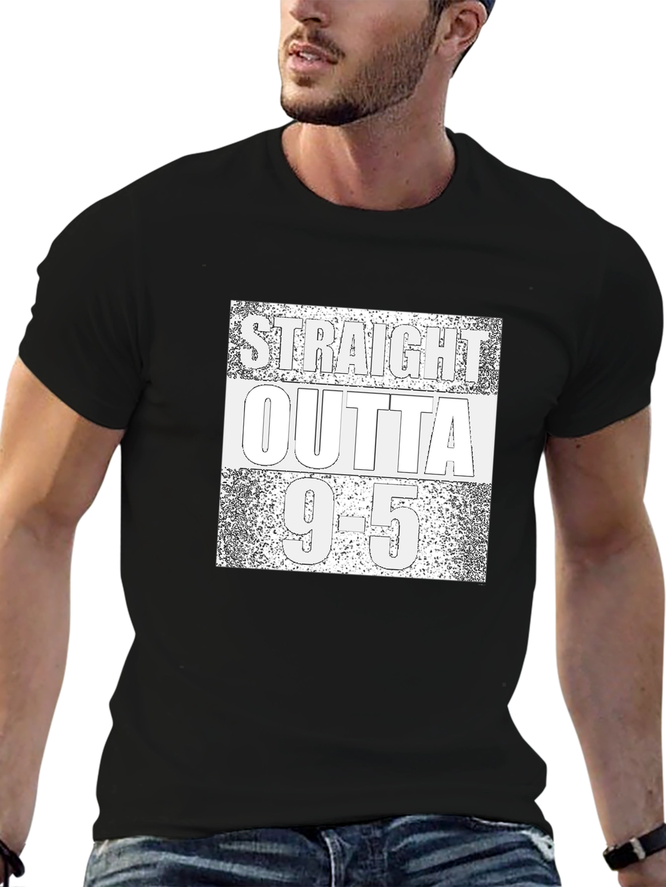Straight Outta 9-5 T-Shirt - Black Graphic Tee