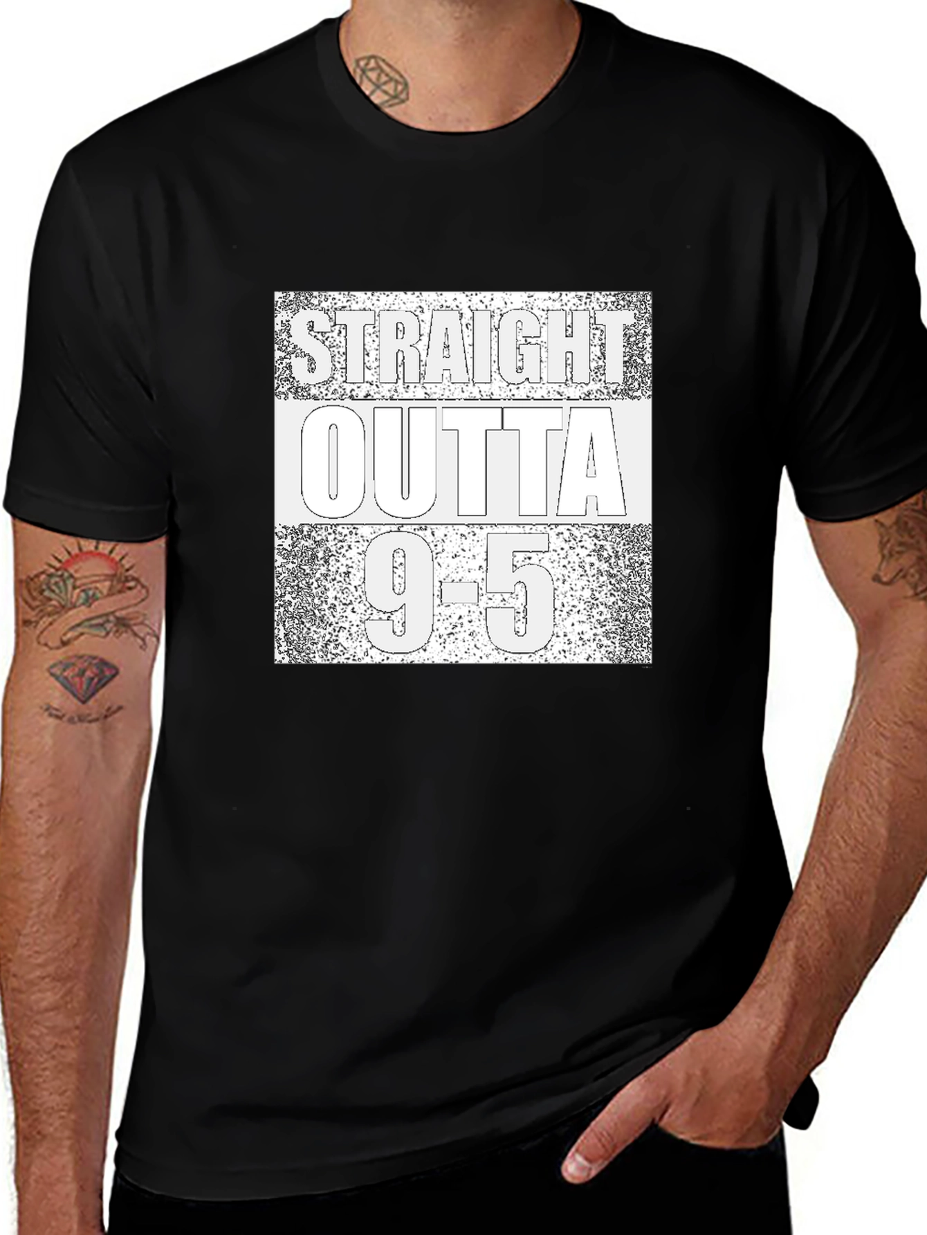 Straight Outta 9-5 T-Shirt - Black Graphic Tee