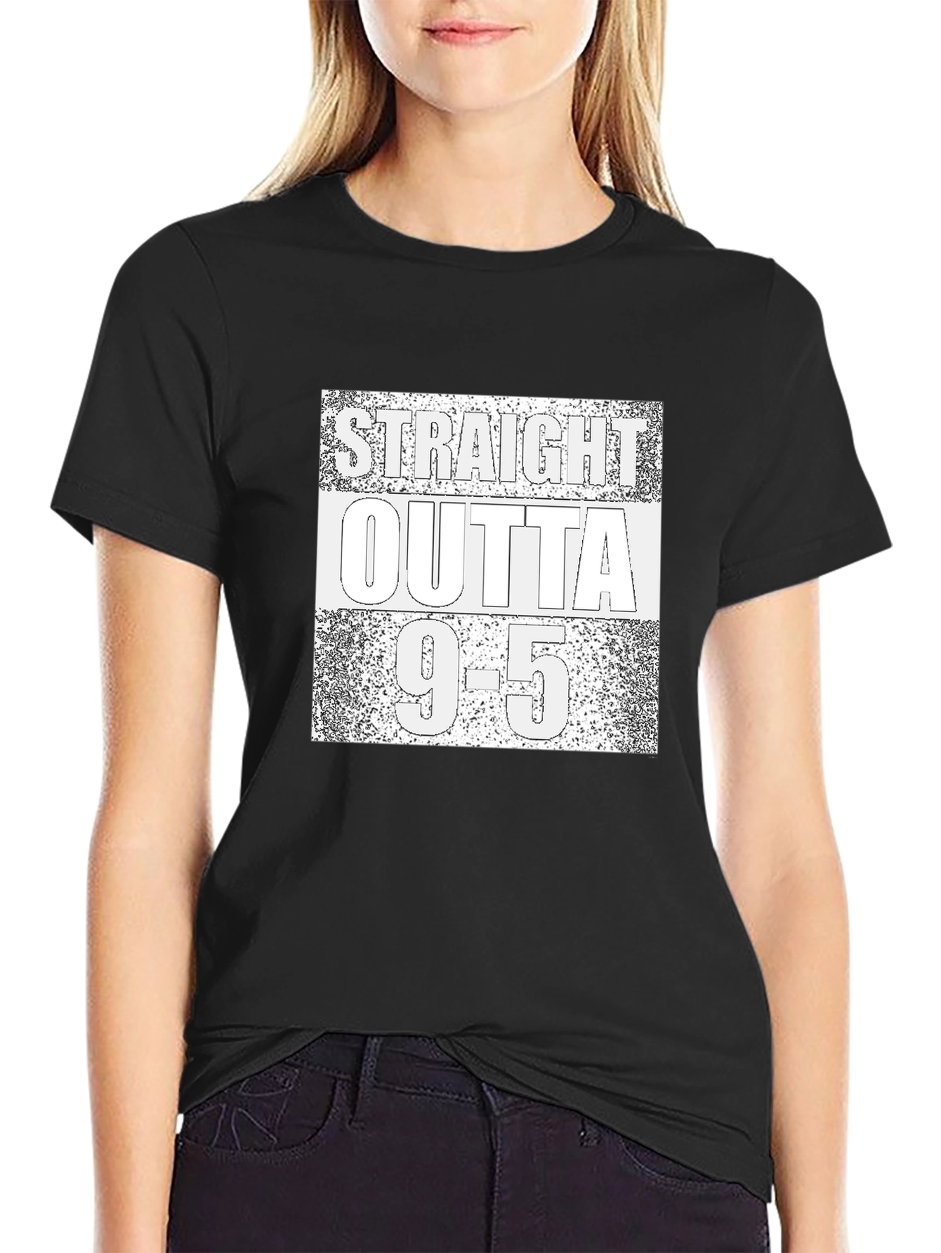 Straight Outta 9-5 T-Shirt - Black Graphic Tee