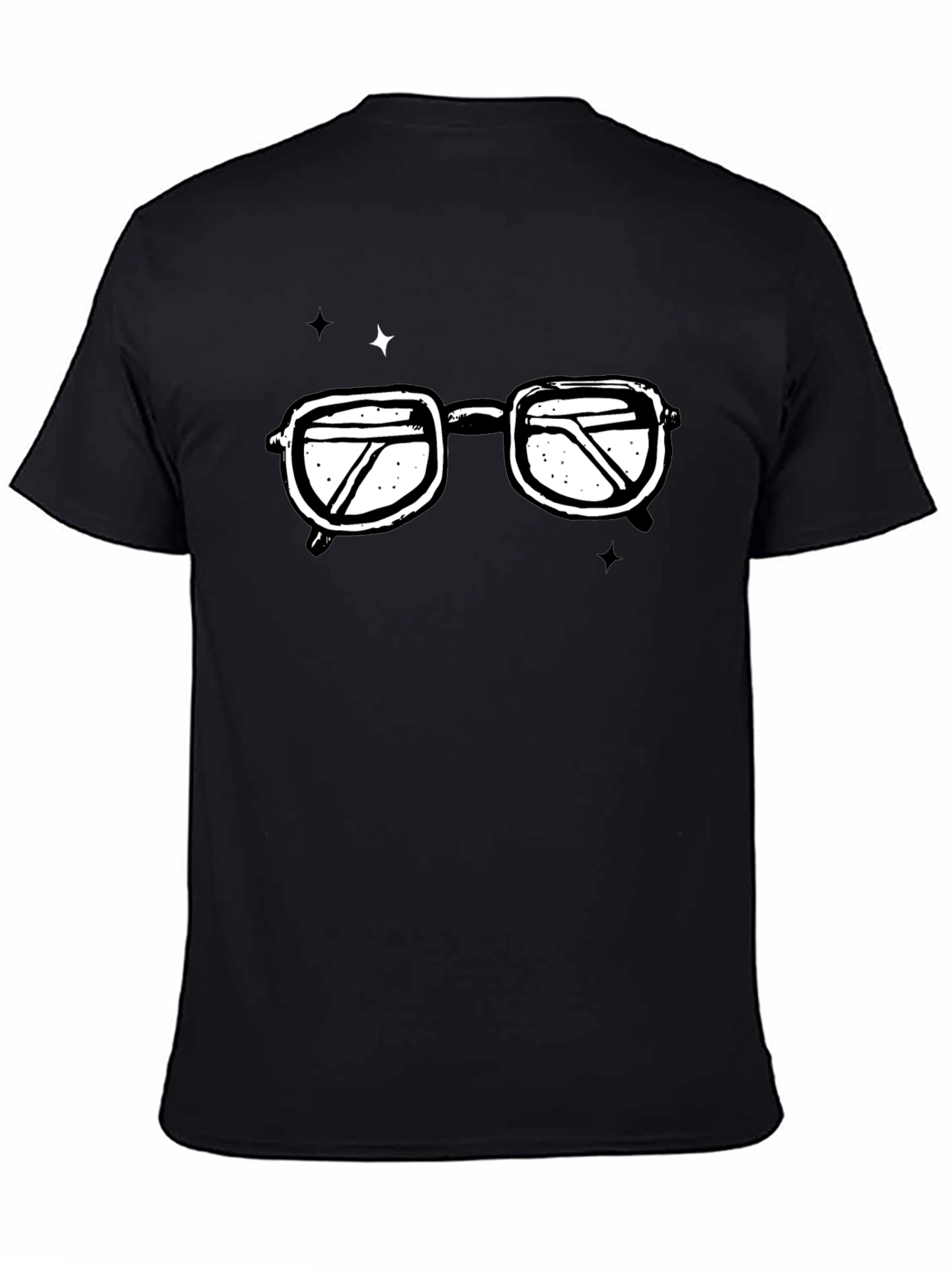 Retro Glasses Graphic T-Shirt - Black Cotton Tee