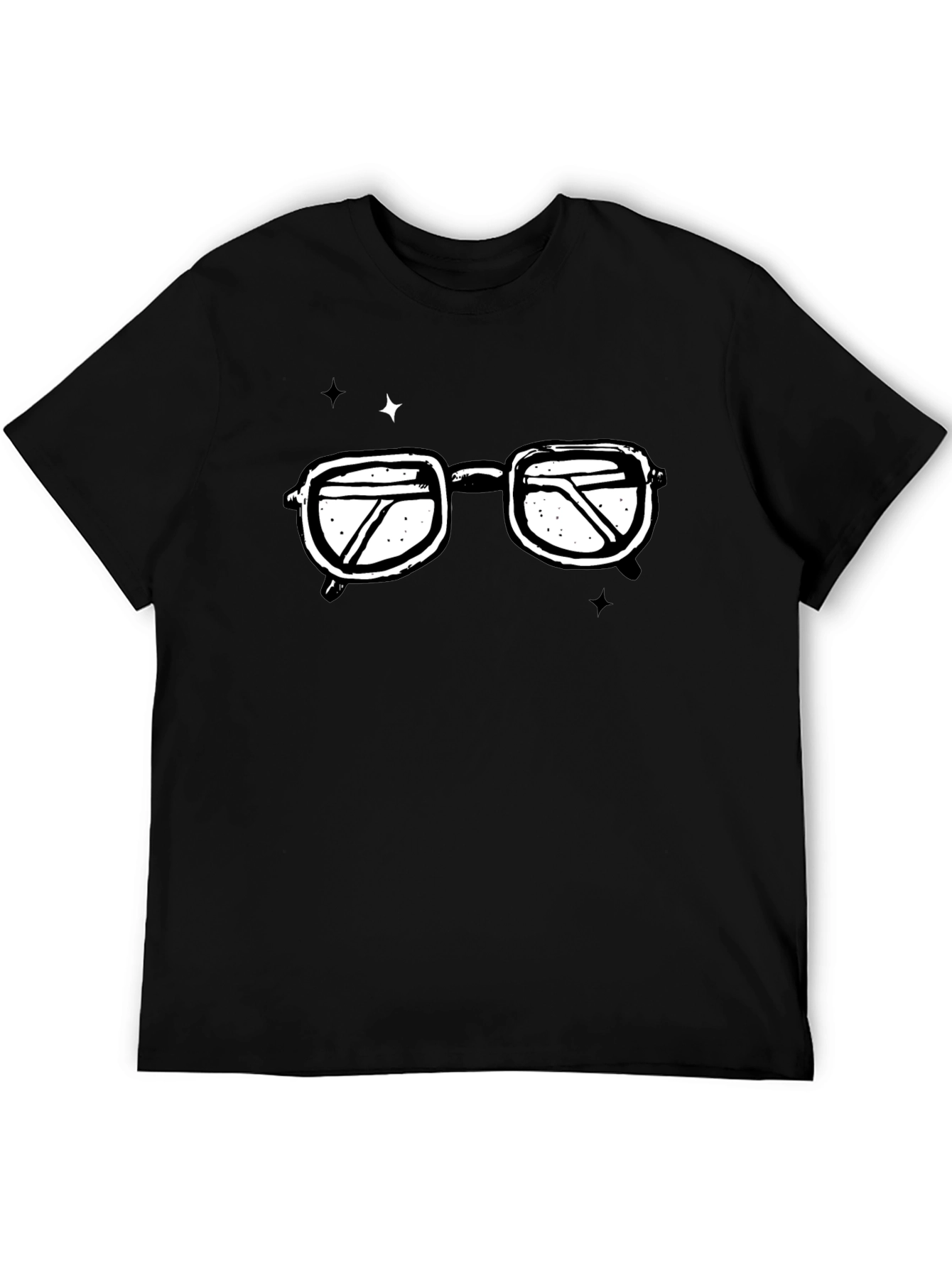 Retro Glasses Graphic T-Shirt - Black Cotton Tee