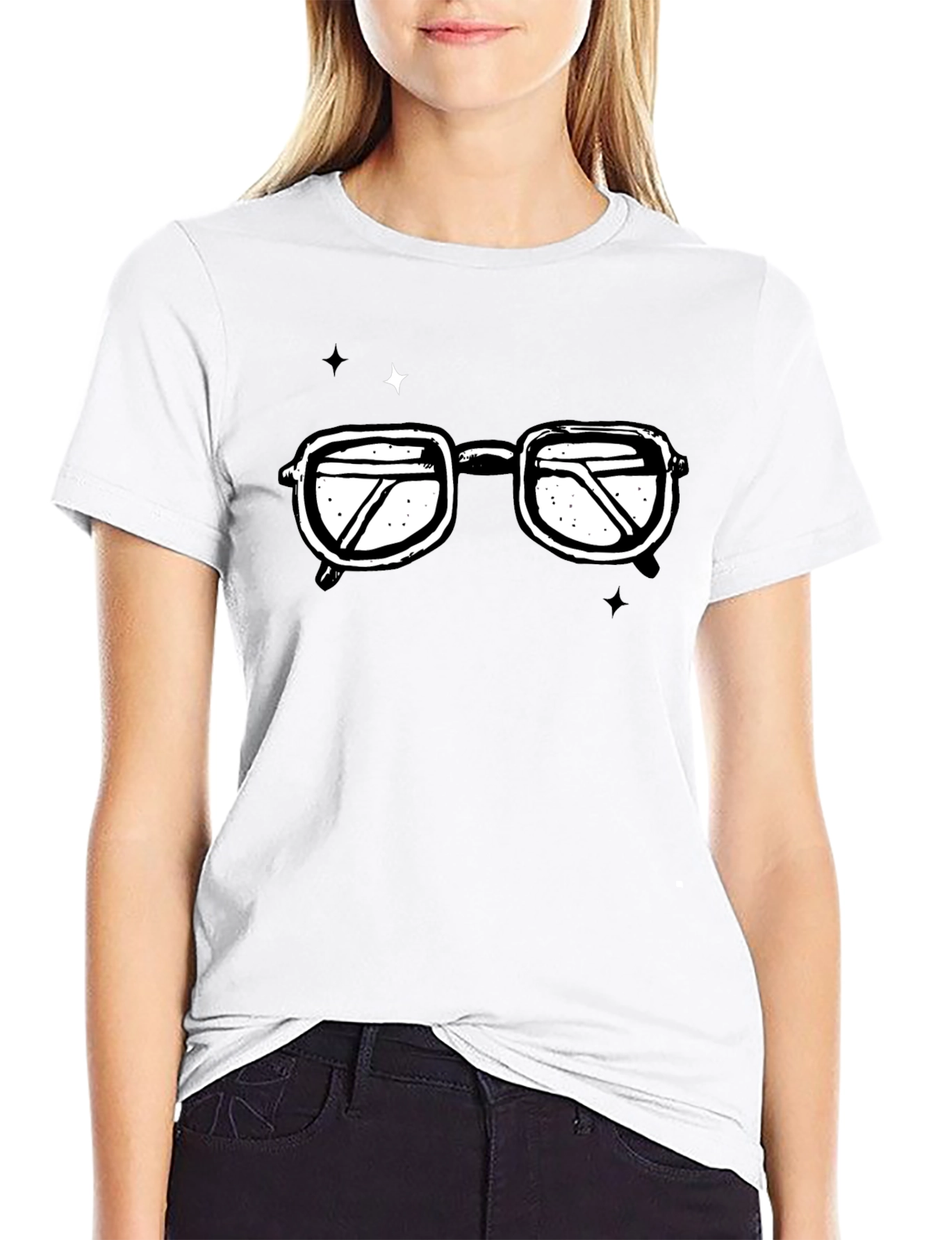 Retro Glasses Graphic T-Shirt - Black Cotton Tee