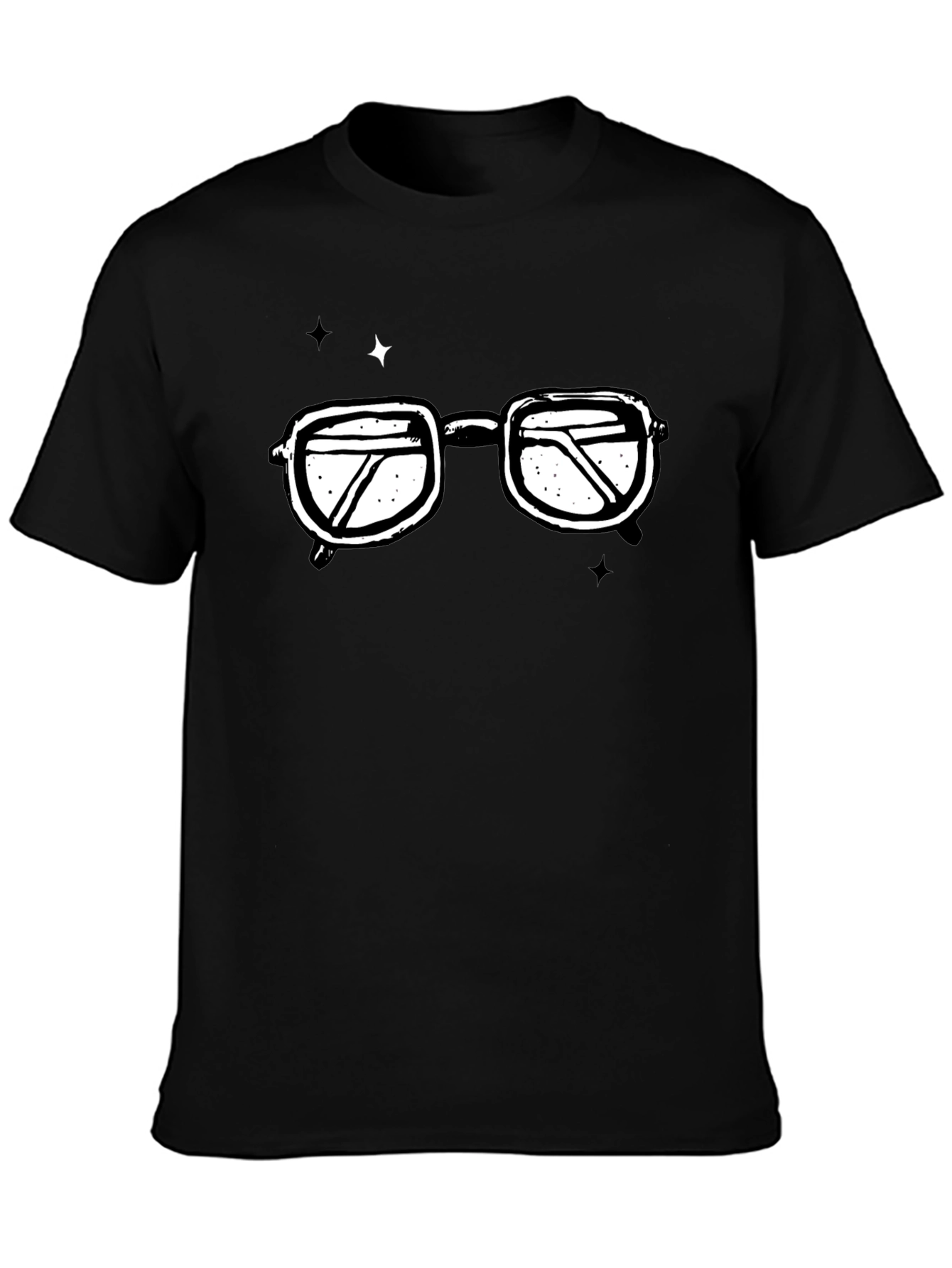 Retro Glasses Graphic T-Shirt - Black Cotton Tee