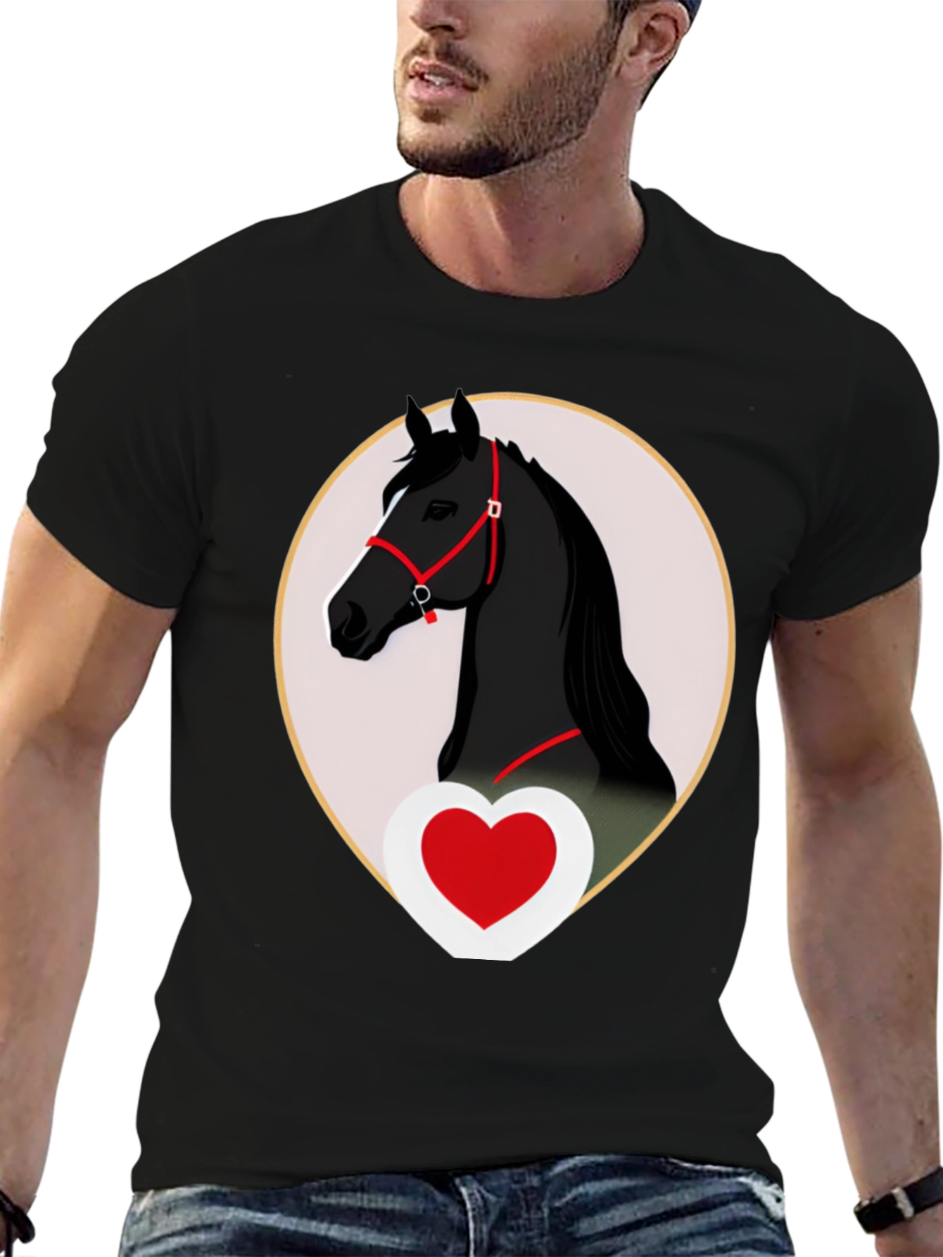 Horse and Heart Graphic Tee - Black