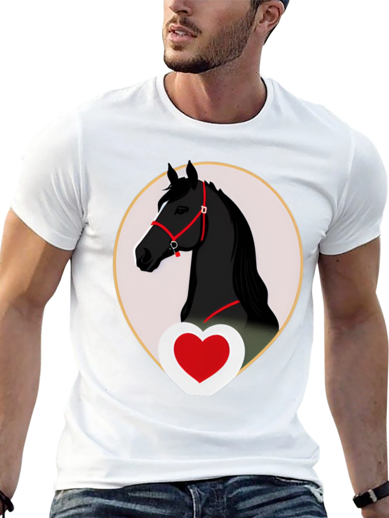 Horse and Heart Graphic Tee - Black