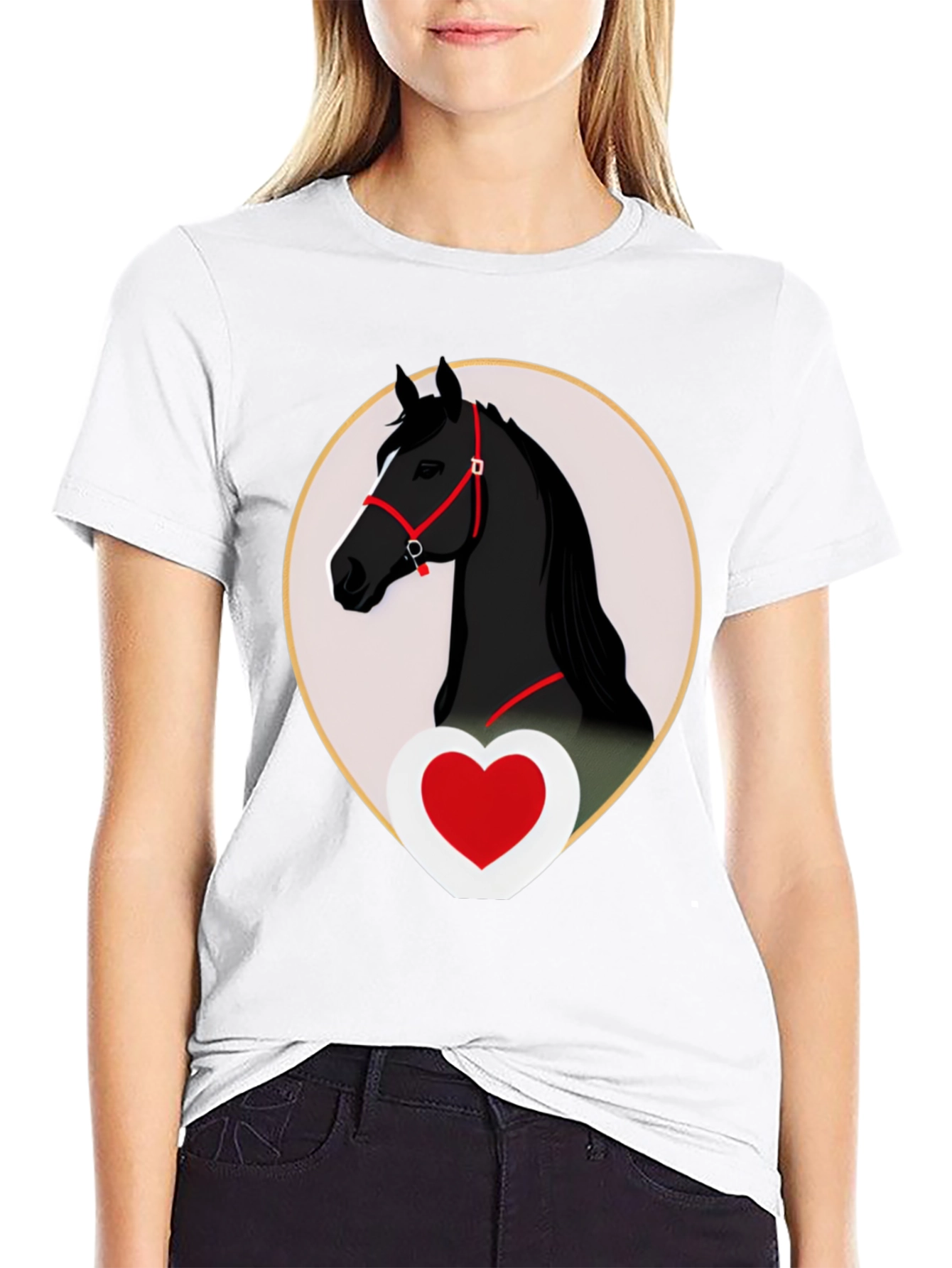 Horse and Heart Graphic Tee - Black