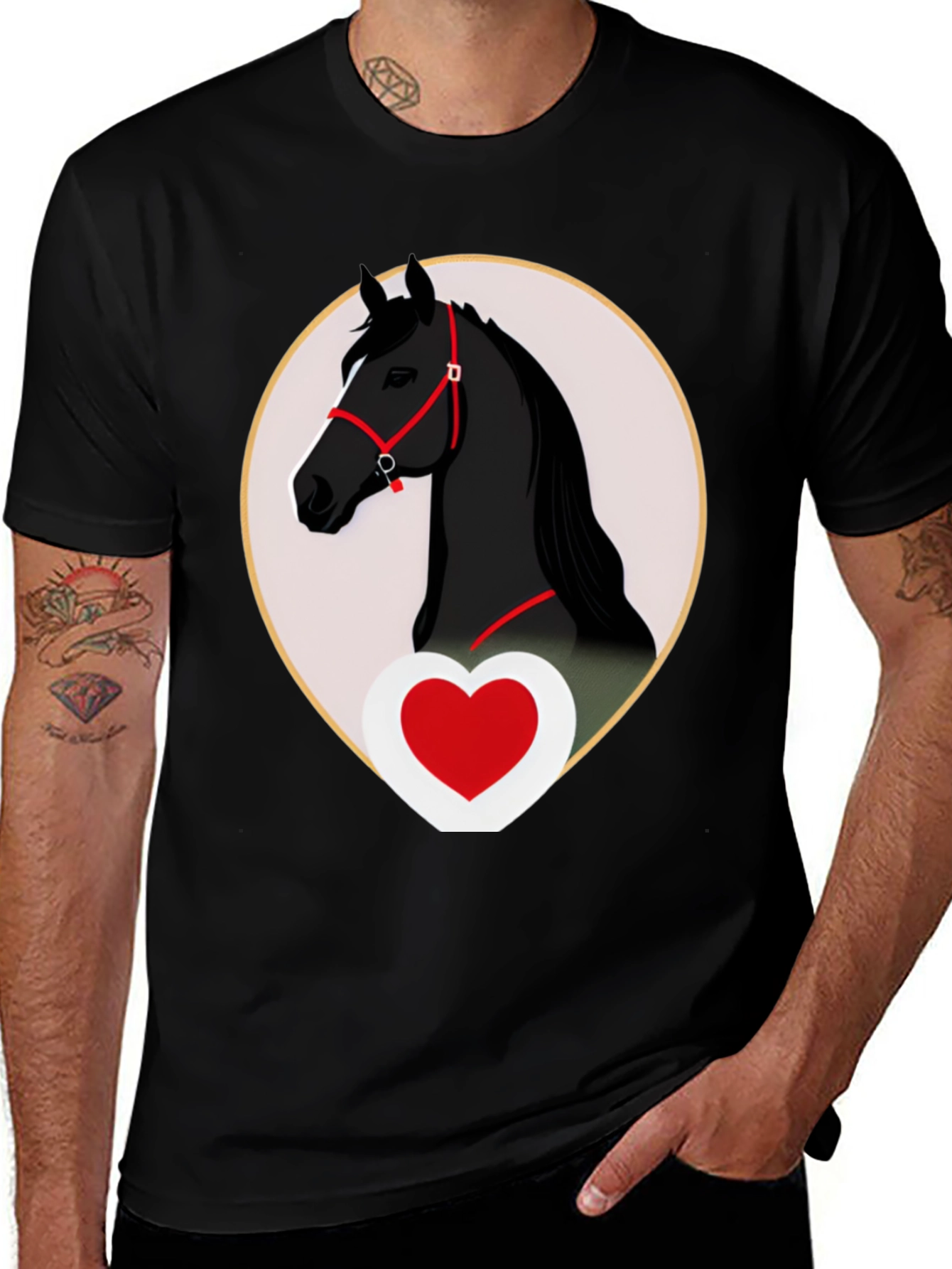 Horse and Heart Graphic Tee - Black