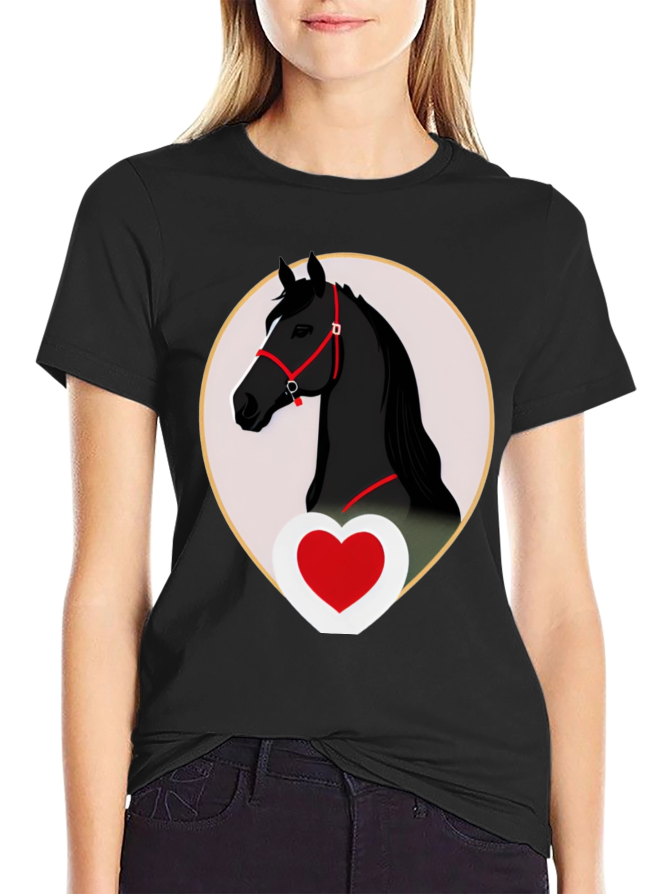 Horse and Heart Graphic Tee - Black