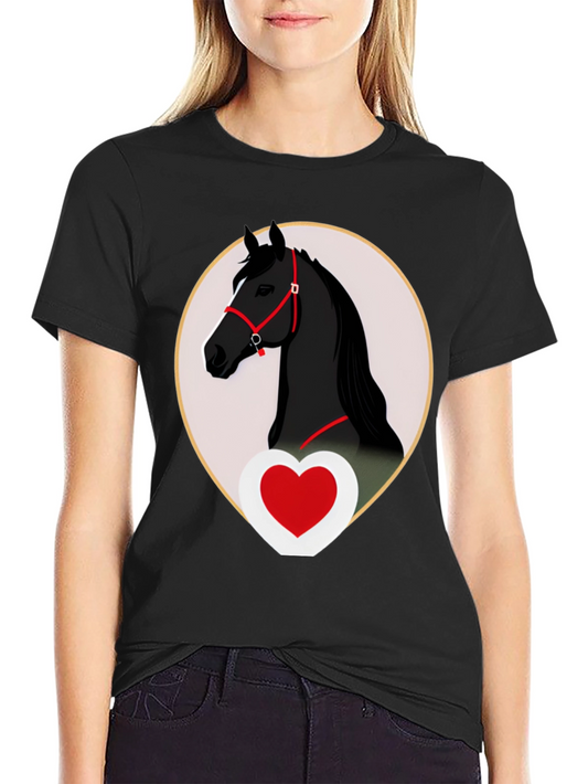 Horse and Heart Graphic Tee - Black