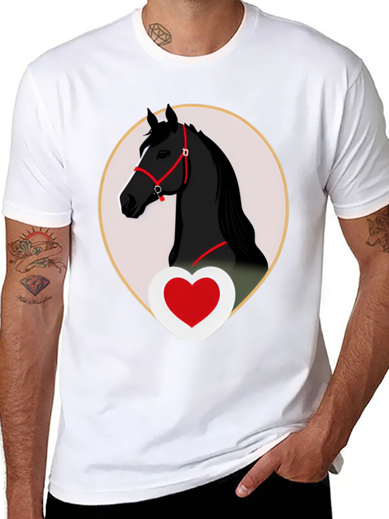Horse and Heart Graphic Tee - Black
