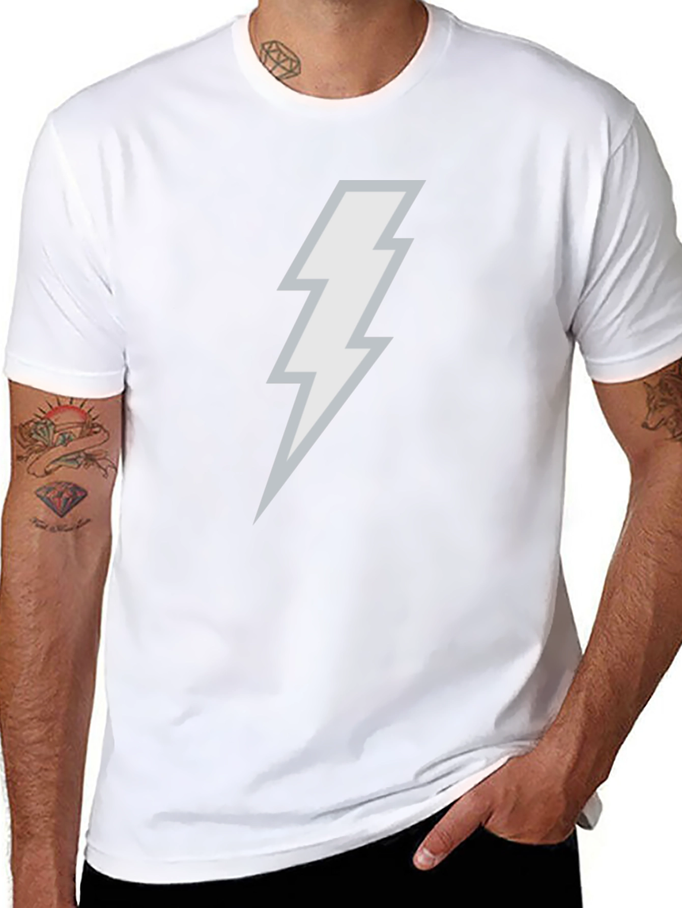 Lightning Bolt Graphic Tee - Black Cotton Blend