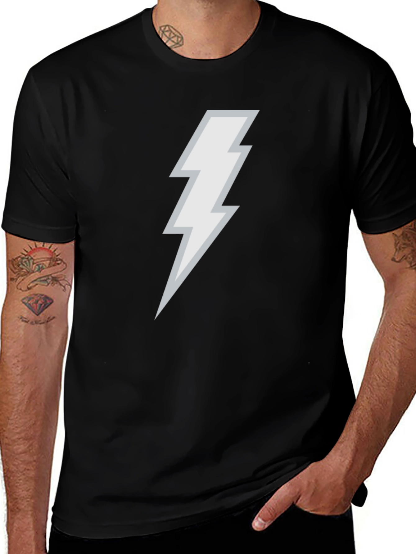 Lightning Bolt Graphic Tee - Black Cotton Blend